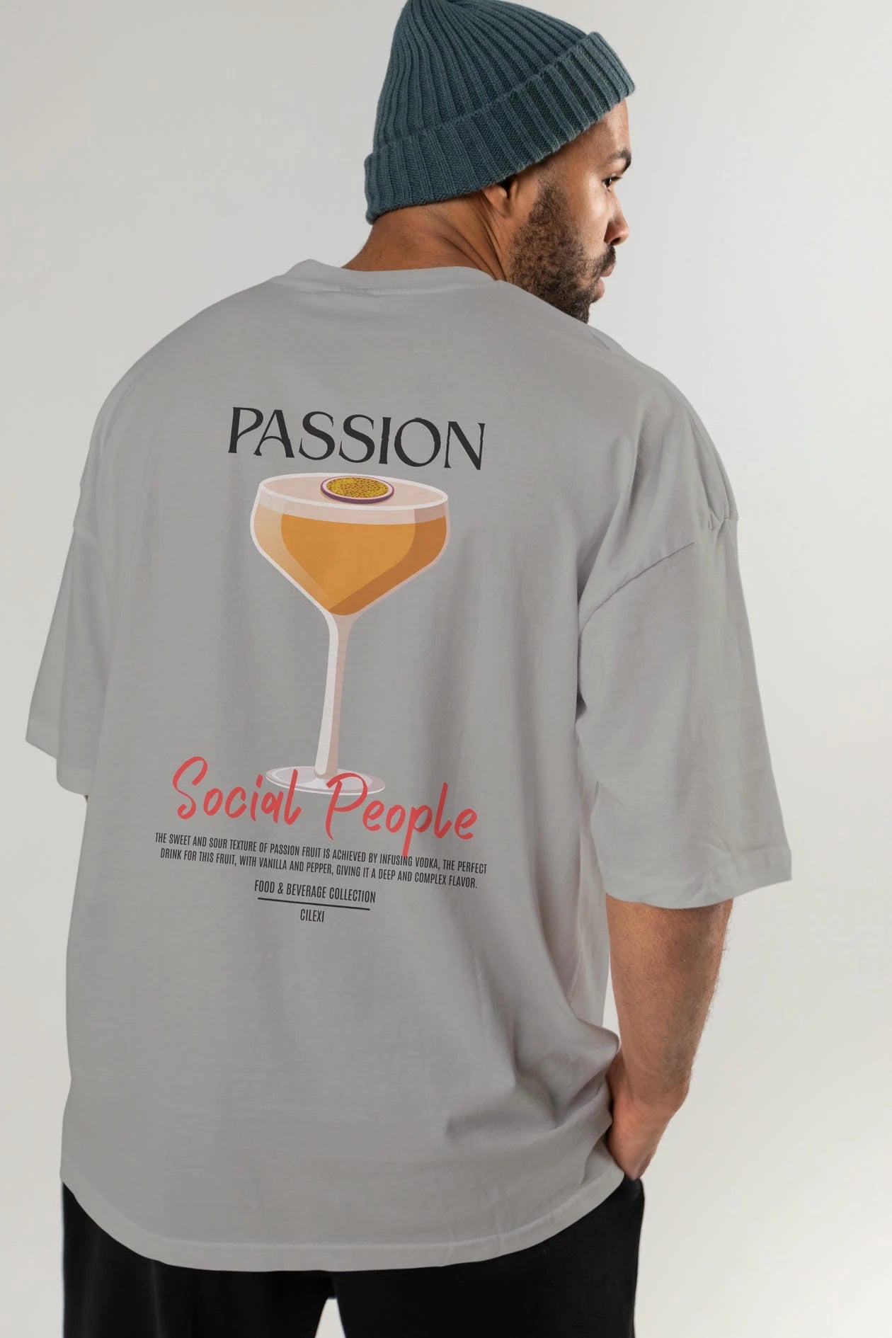 Passion Kokteyl Serisi Baskılı Oversize t-shirt Erkek Kadın Unisex %100 Pamuk Bisiklet Yaka tişort