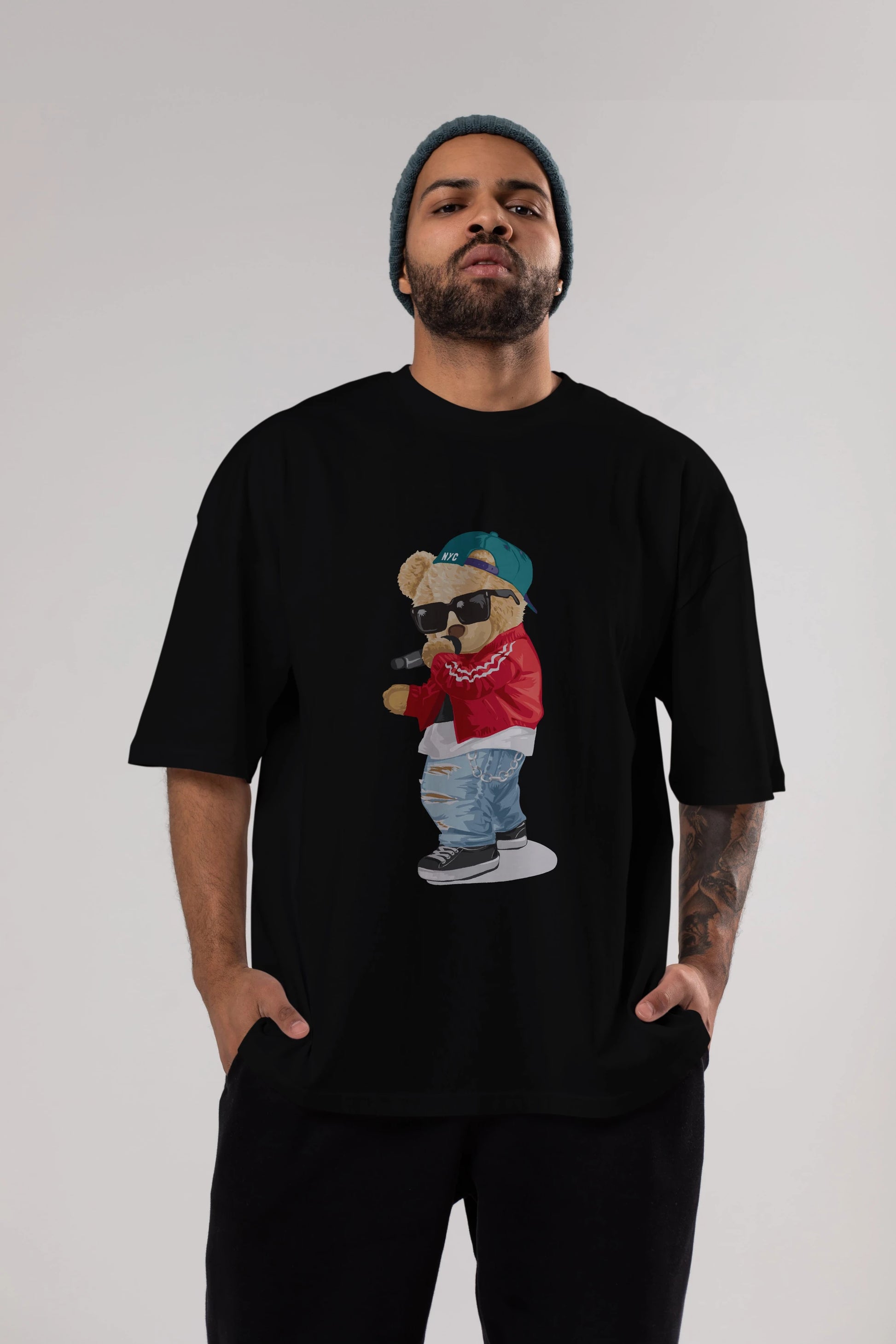 Teddy Bear Şarkıcı Ön Baskılı Oversize t-shirt Erkek Kadın Unisex %100 Pamuk