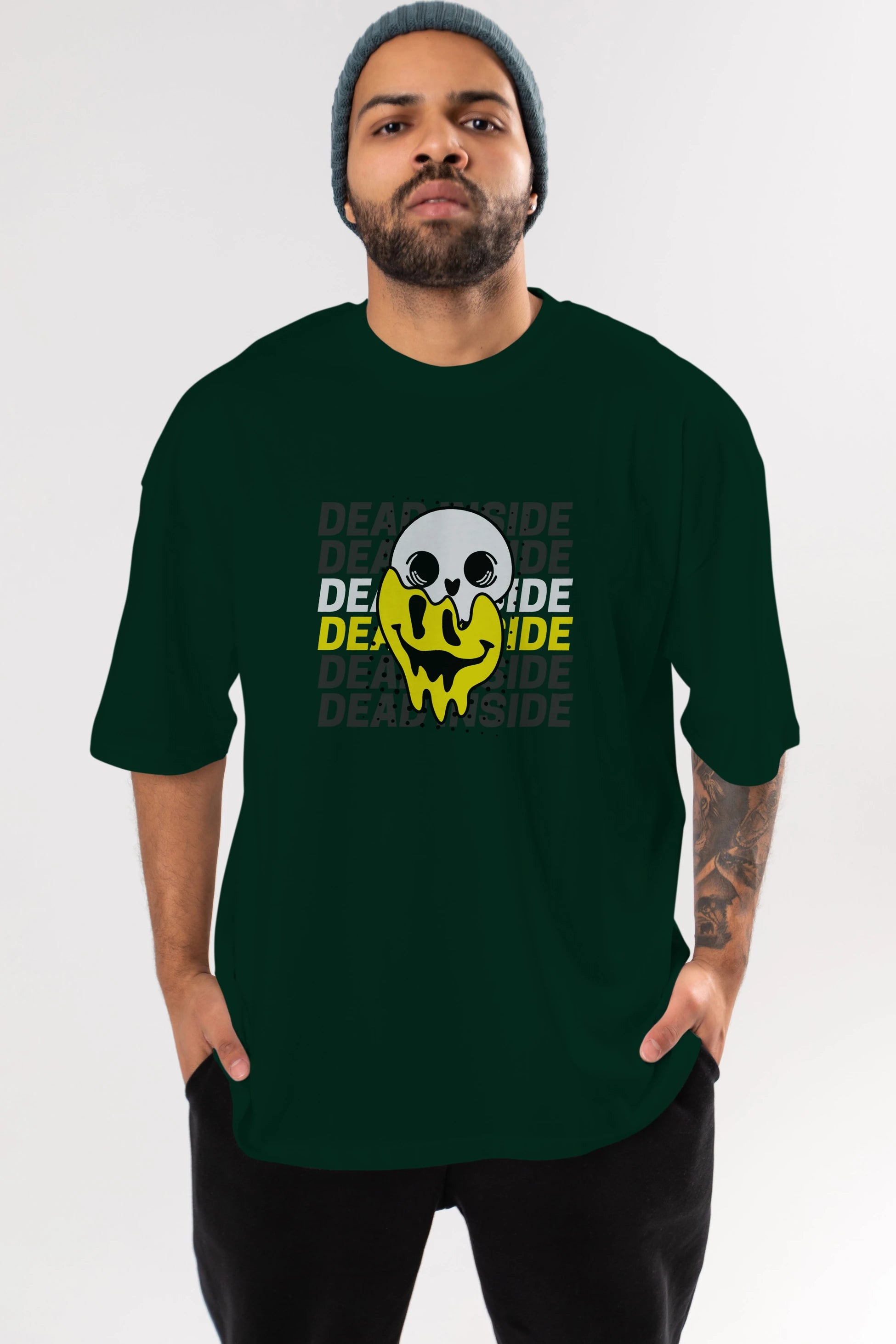 Dead Inside Yazılı Ön Baskılı Oversize t-shirt Erkek Kadın Unisex
