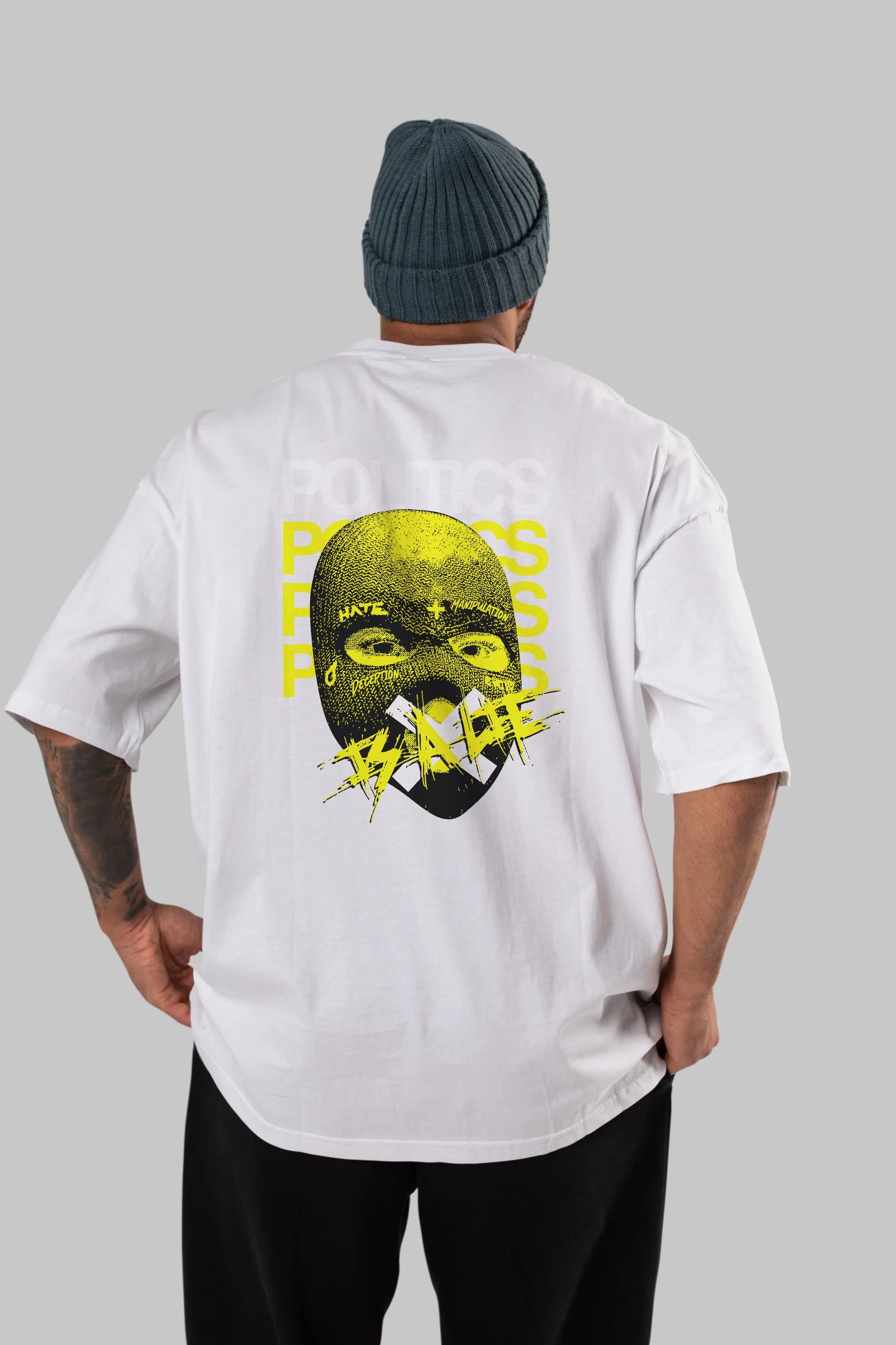 Politics is a Lie Arka Baskılı Oversize t-shirt Erkek Kadın Unisex
