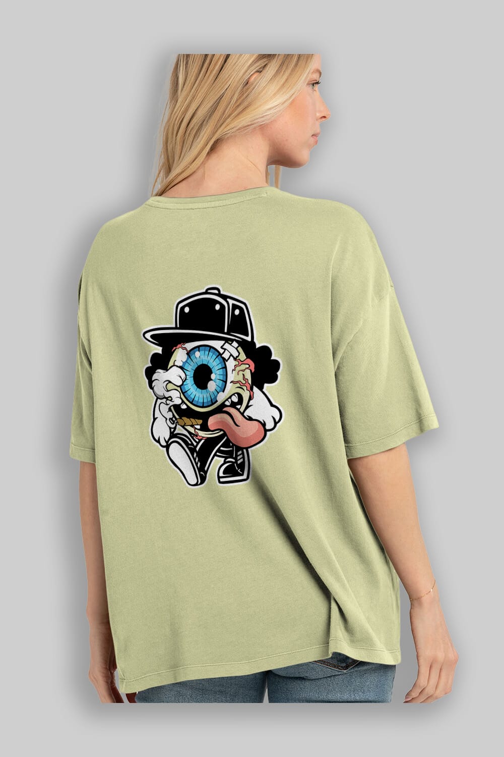 Eyeball Arka Baskılı Oversize t-shirt Erkek Kadın Unisex %100 Pamuk tişort