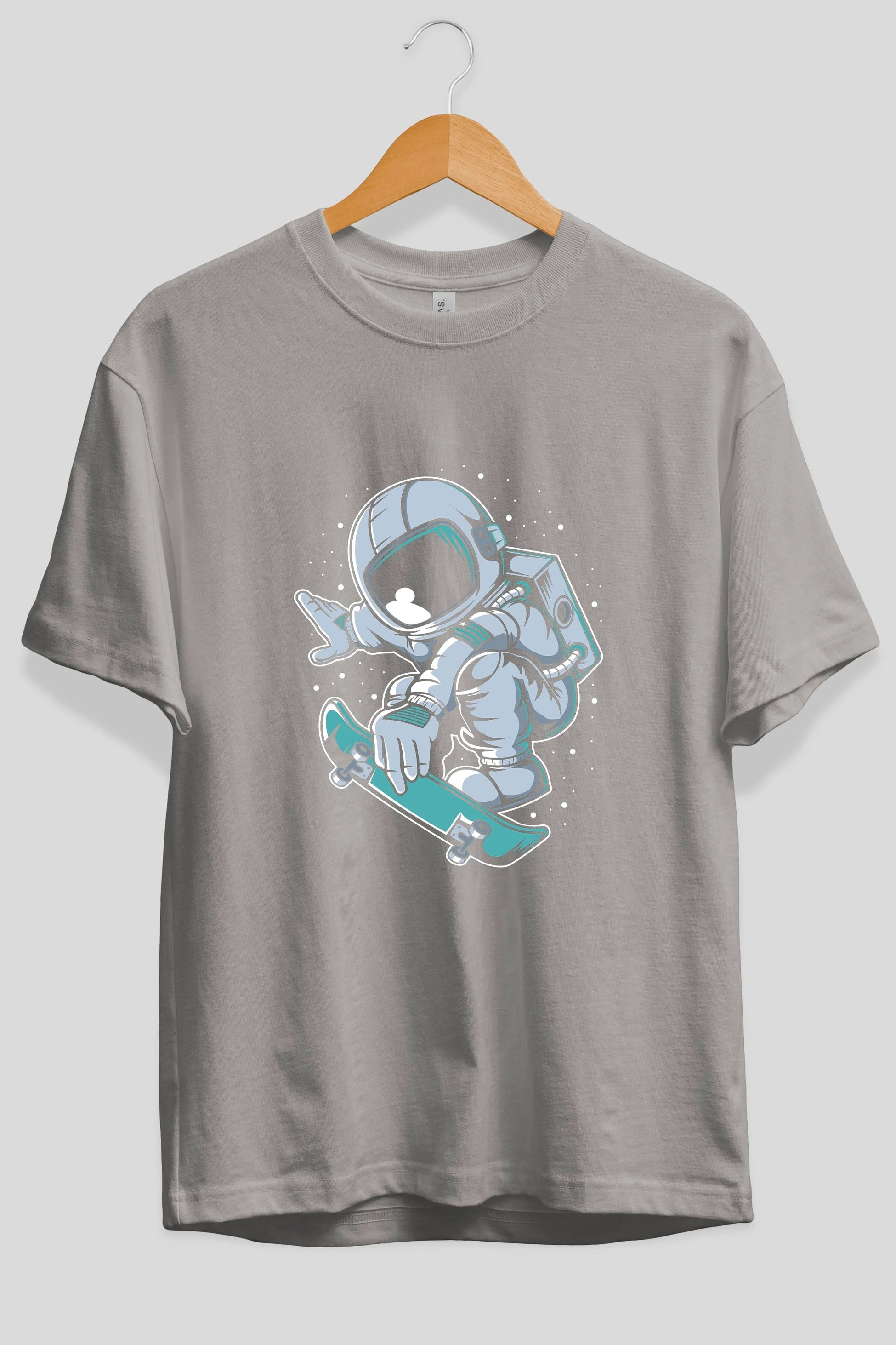 Astronaut Skateboard Jump Ön Baskılı Oversize t-shirt Erkek Kadın Unisex