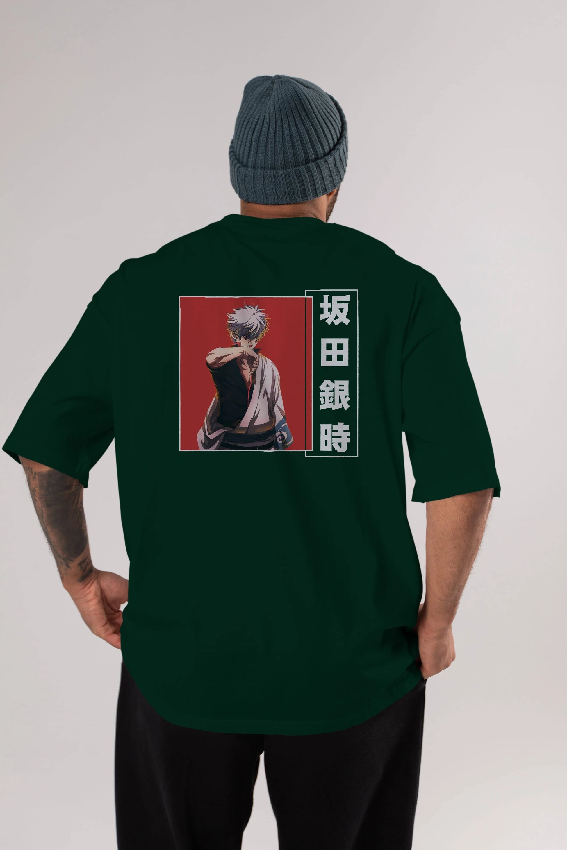 Gintoki Sakata GINTAMA 1 Anime Arka Baskılı Oversize t-shirt Erkek Kadın Unisex