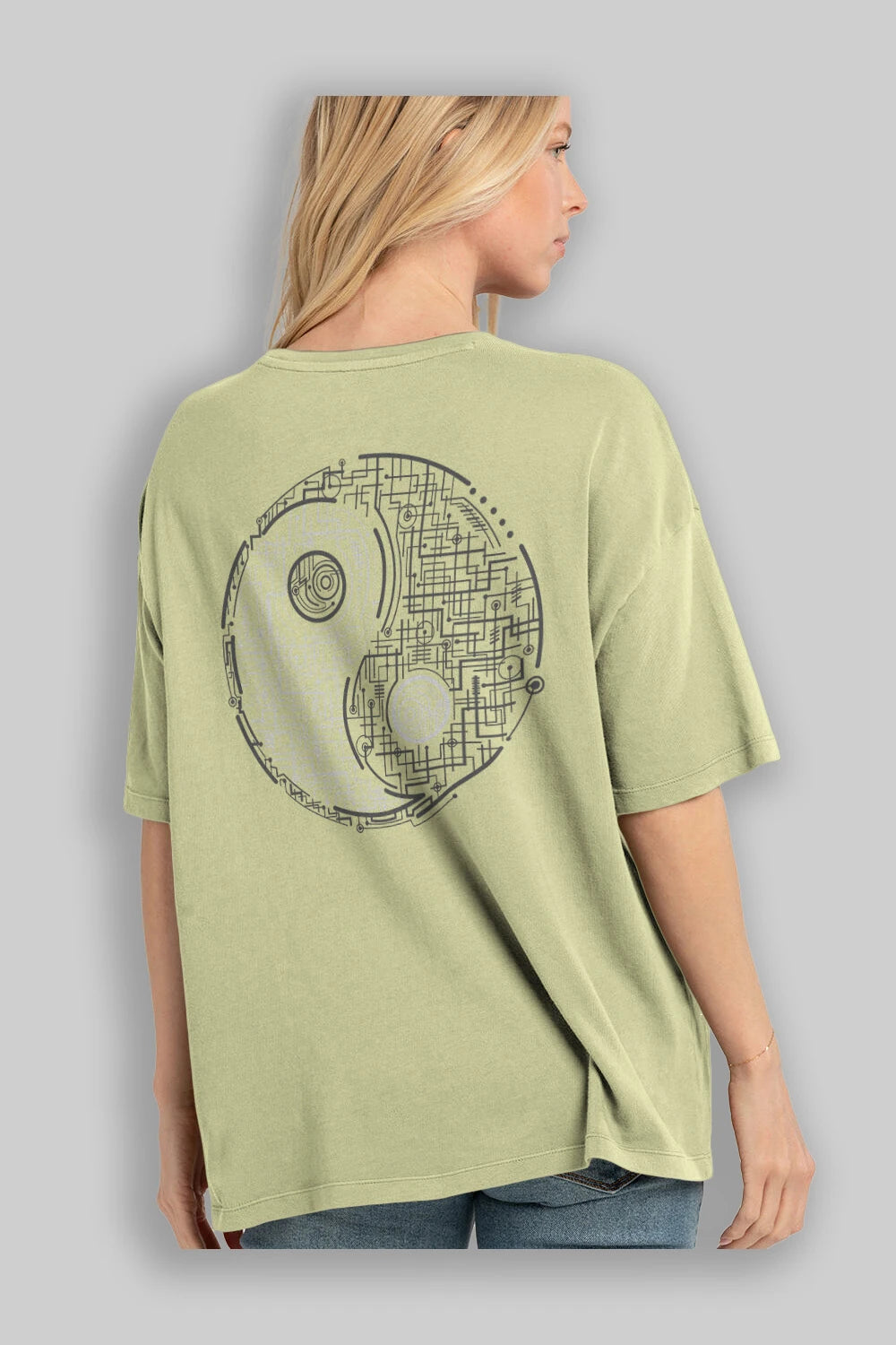 Electric Balance Arka Baskılı Oversize t-shirt %100 pamuk Erkek Kadın Unisex
