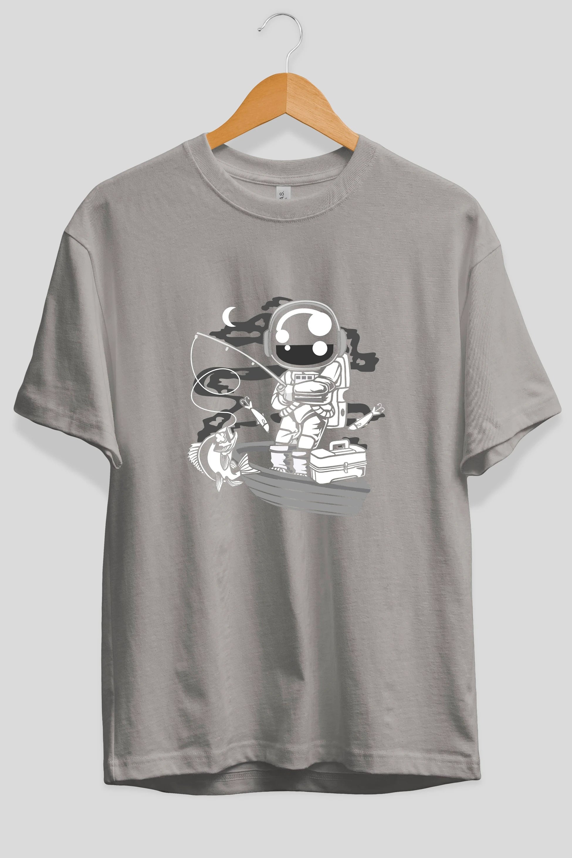 Astronaut Fisherman Ön Baskılı Oversize t-shirt Erkek Kadın Unisex