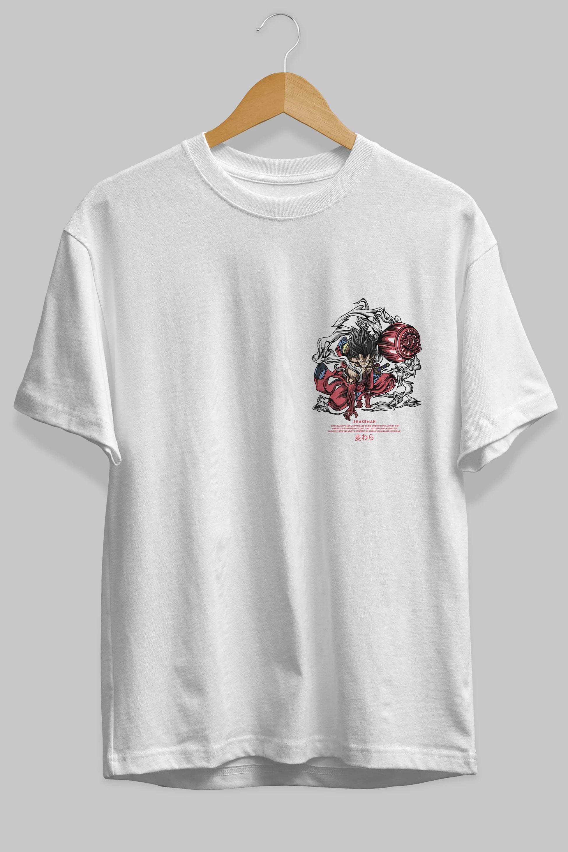 One Piece Snakeman Ön Sol Baskılı Oversize t-shirt Erkek Kadın Unisex %100 Pamuk Bisiklet Yaka tişort