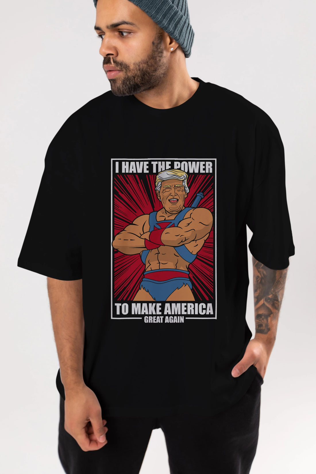 Trump Heman Ön Baskılı Oversize t-shirt Erkek Kadın Unisex %100 Pamuk tişort