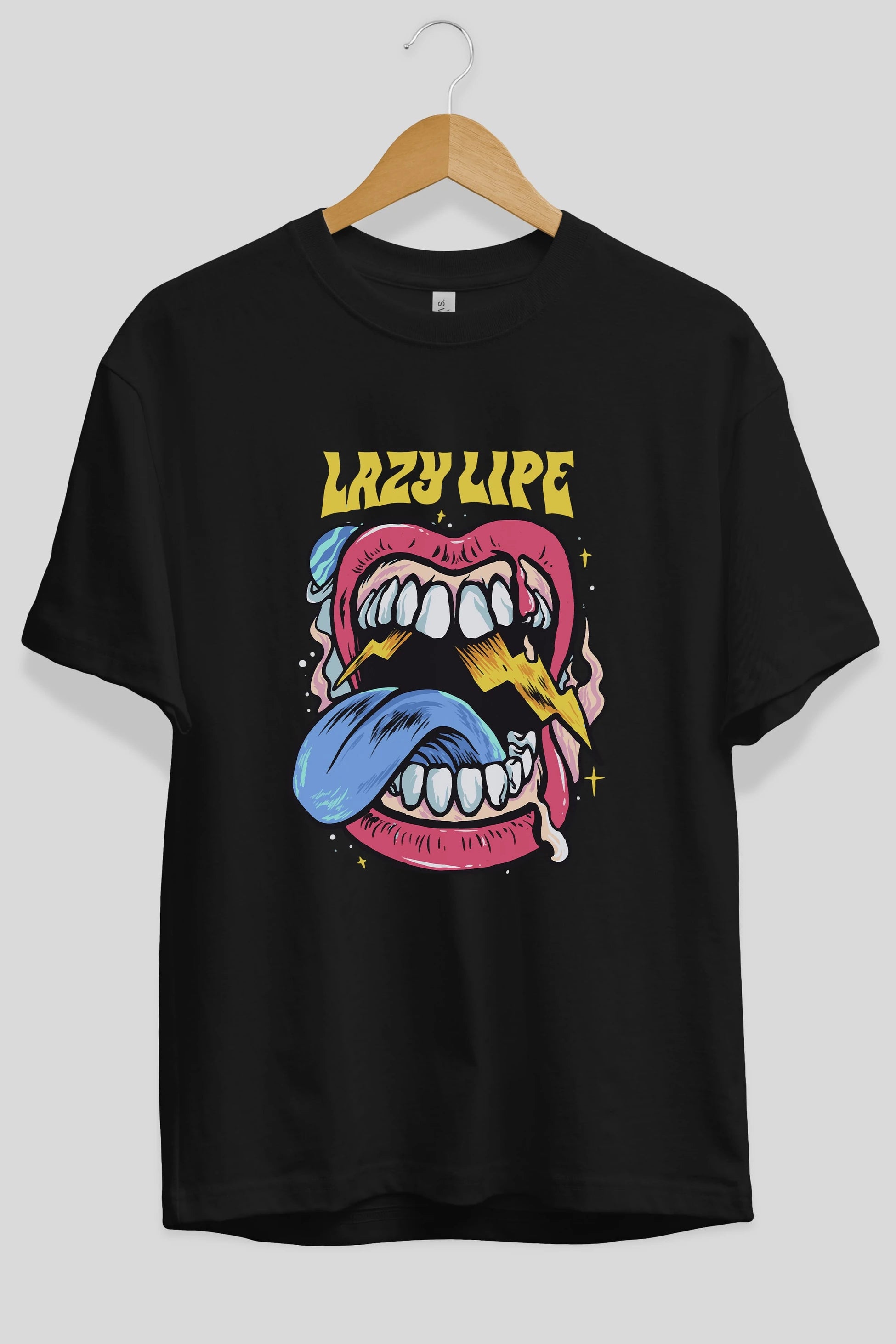 Lazy Lipe Ön Baskılı Oversize t-shirt Erkek Kadın Unisex