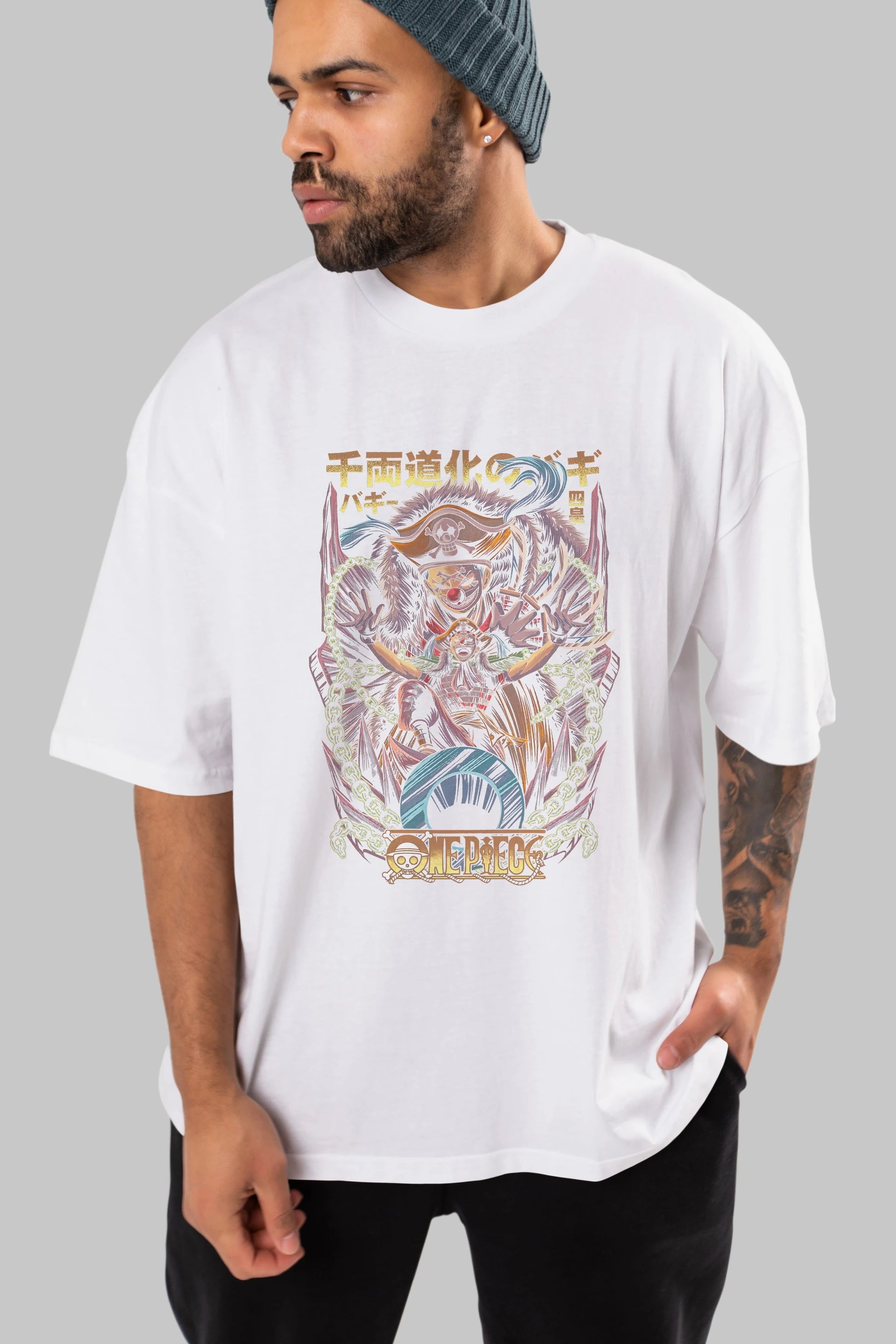 ONE PIECE (5) Anime Ön Baskılı Oversize t-shirt %100 pamuk Erkek Kadın Unisex