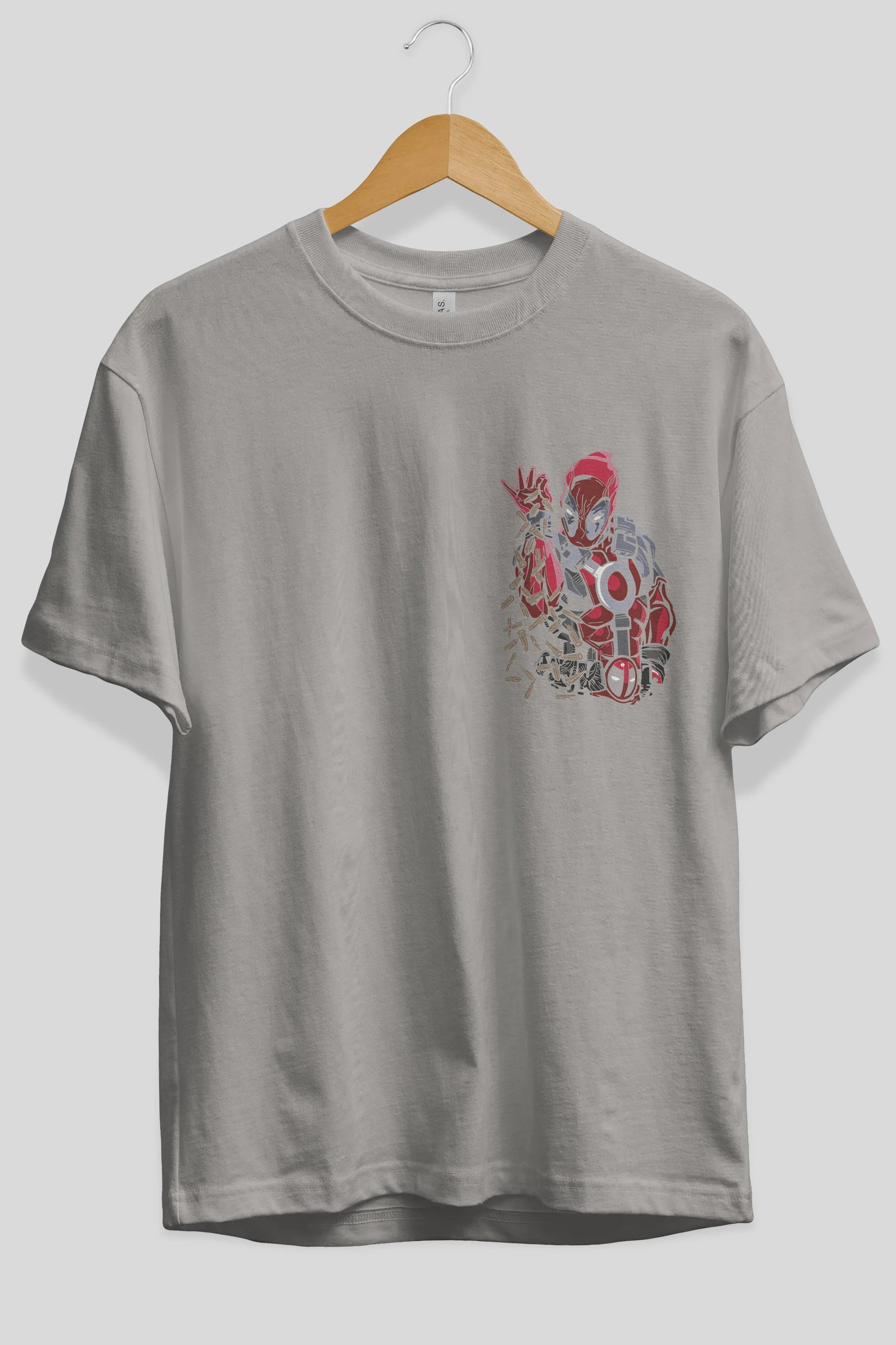 Deadpool (2) Ön Sol Baskılı Oversize t-shirt Erkek Kadın Unisex %100 Pamuk Bisiklet Yaka tişort