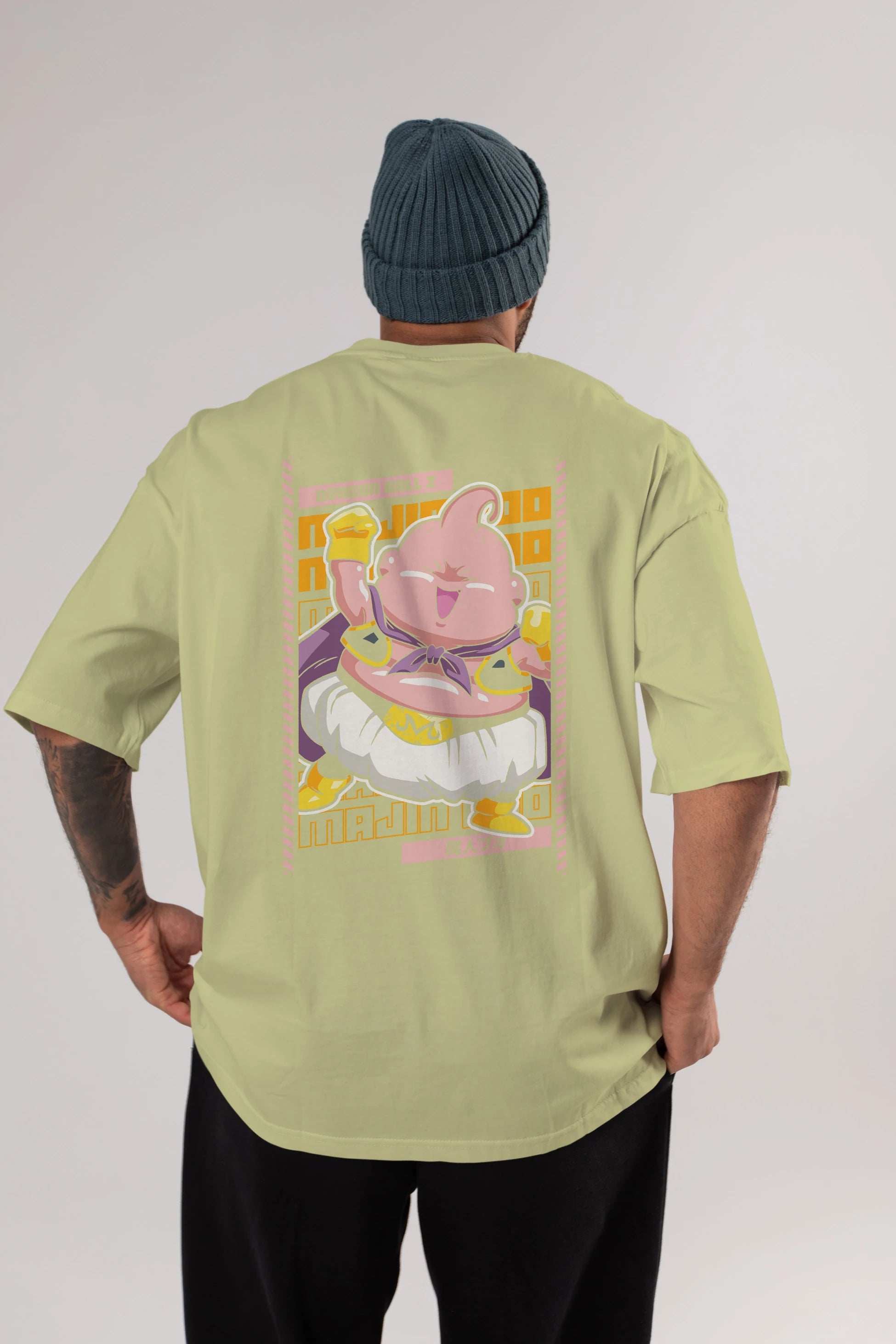MAJIN BOO1 Anime Arka Baskılı Oversize t-shirt Erkek Kadın Unisex