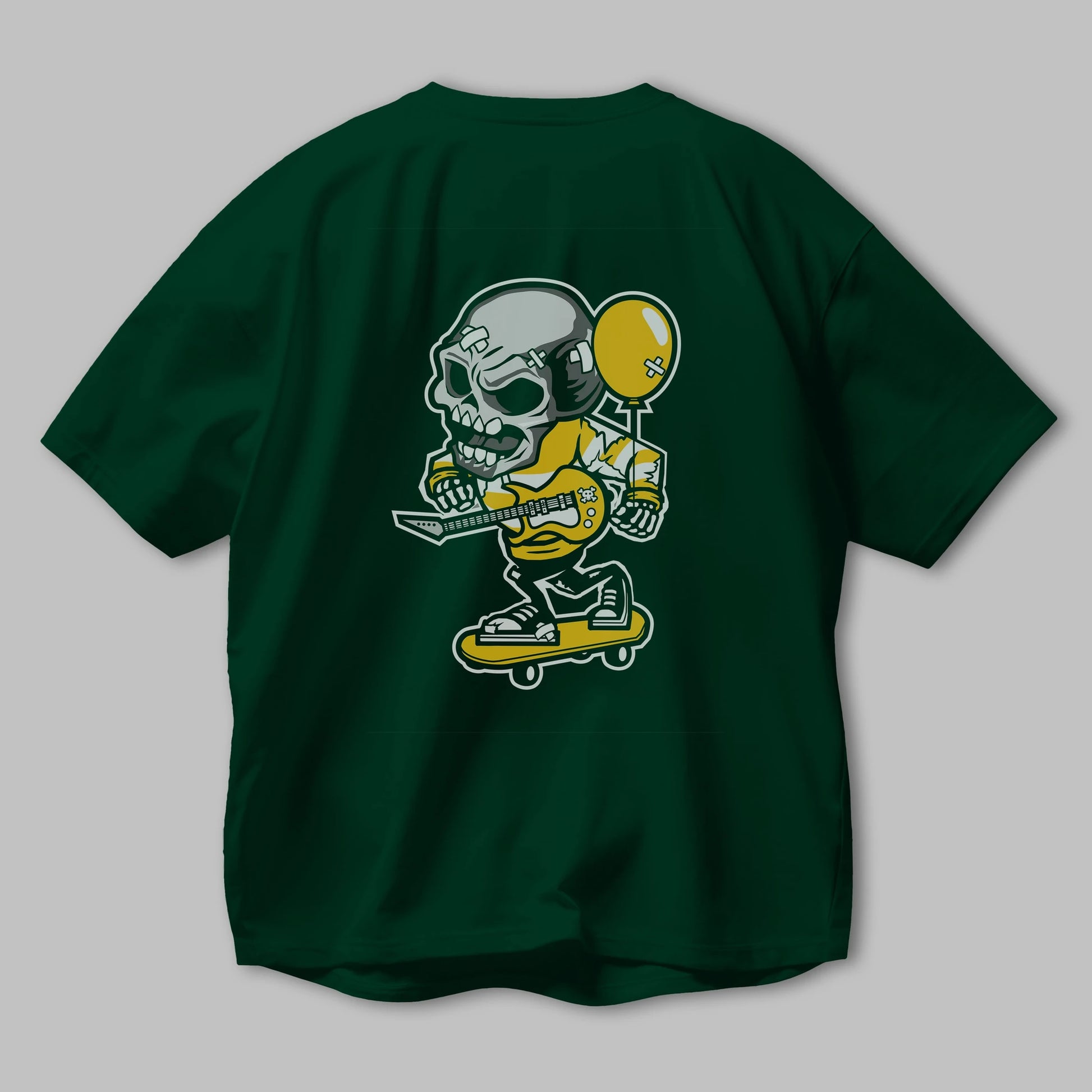 Skull Skater Arka Baskılı Oversize t-shirt Erkek Kadın Unisex %100 Pamuk tişort