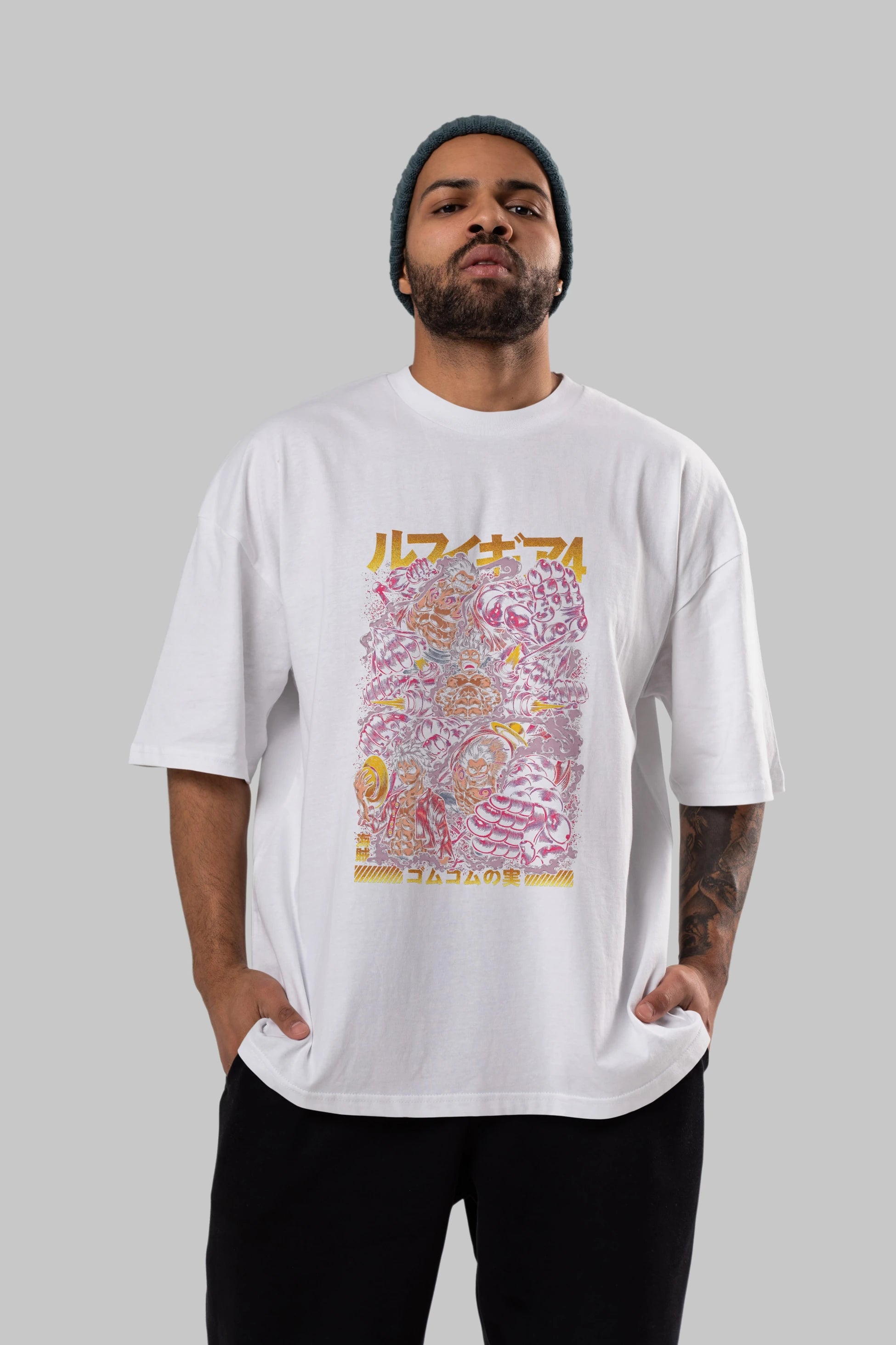 MONKEY D. LUFFY (2) Anime Ön Baskılı Oversize t-shirt %100 pamuk Erkek Kadın Unisex