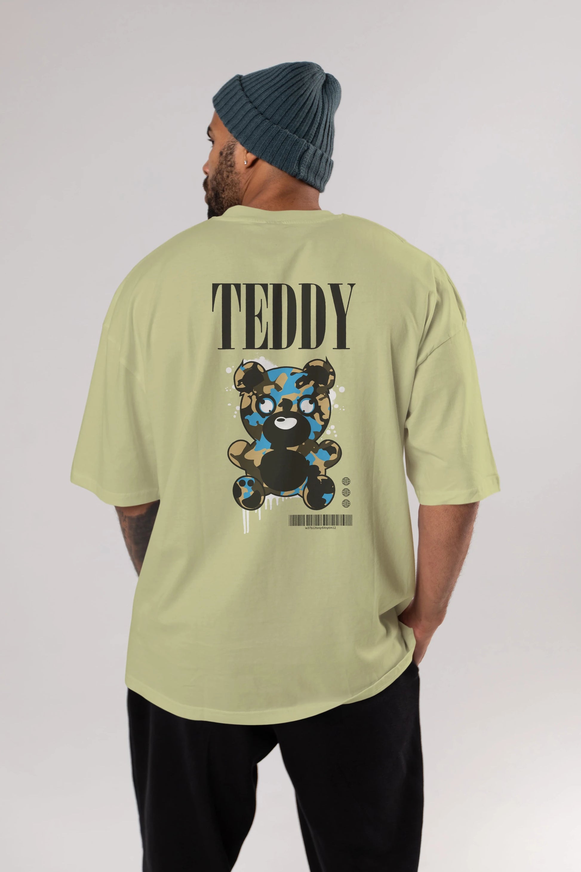 Teddy Bear Streetwear Arka Baskılı Oversize t-shirt Erkek Kadın Unisex