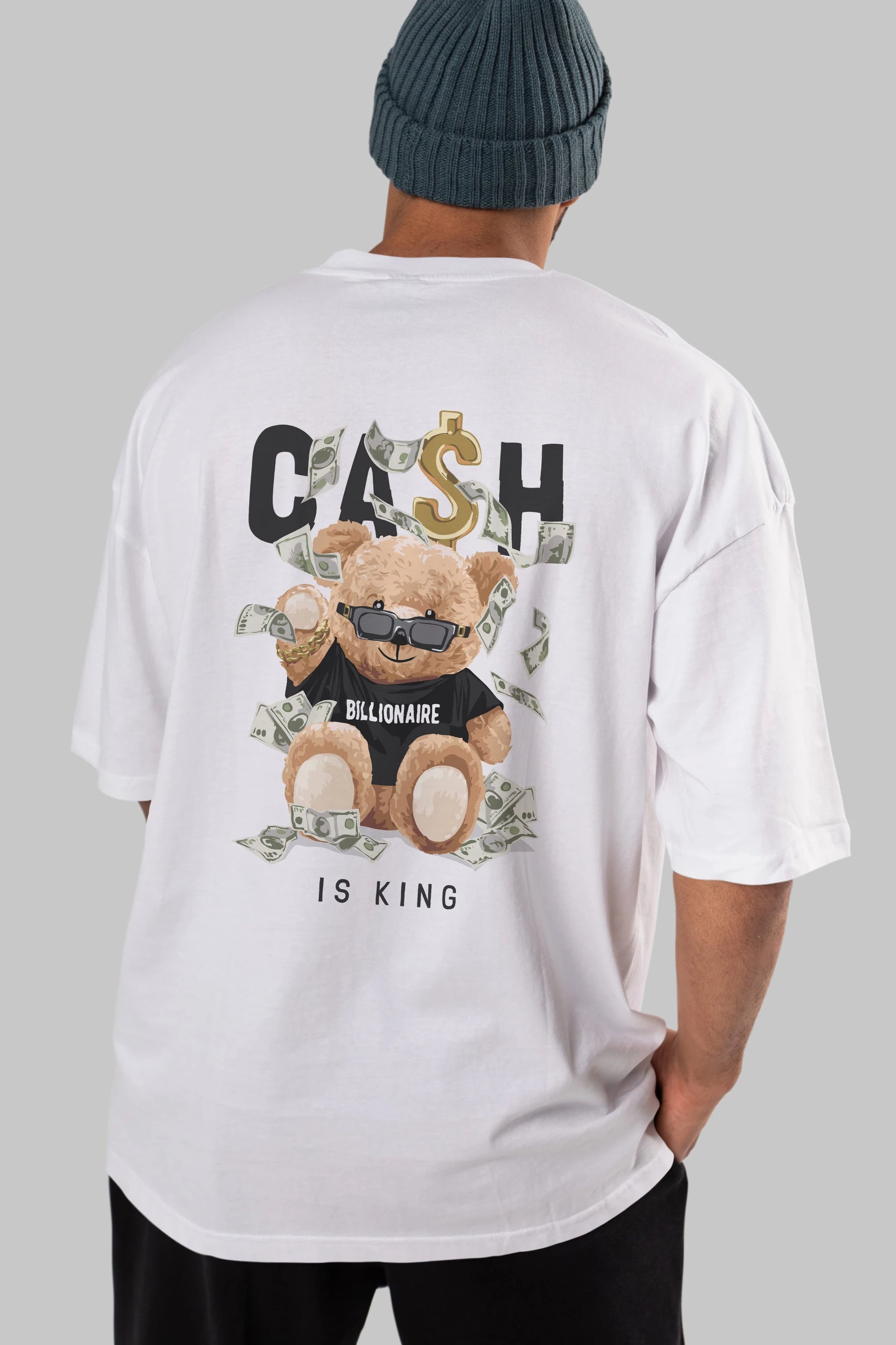 Teddy Bear Billionaire Arka Baskılı Oversize t-shirt Erkek Kadın Unisex %100 Pamuk