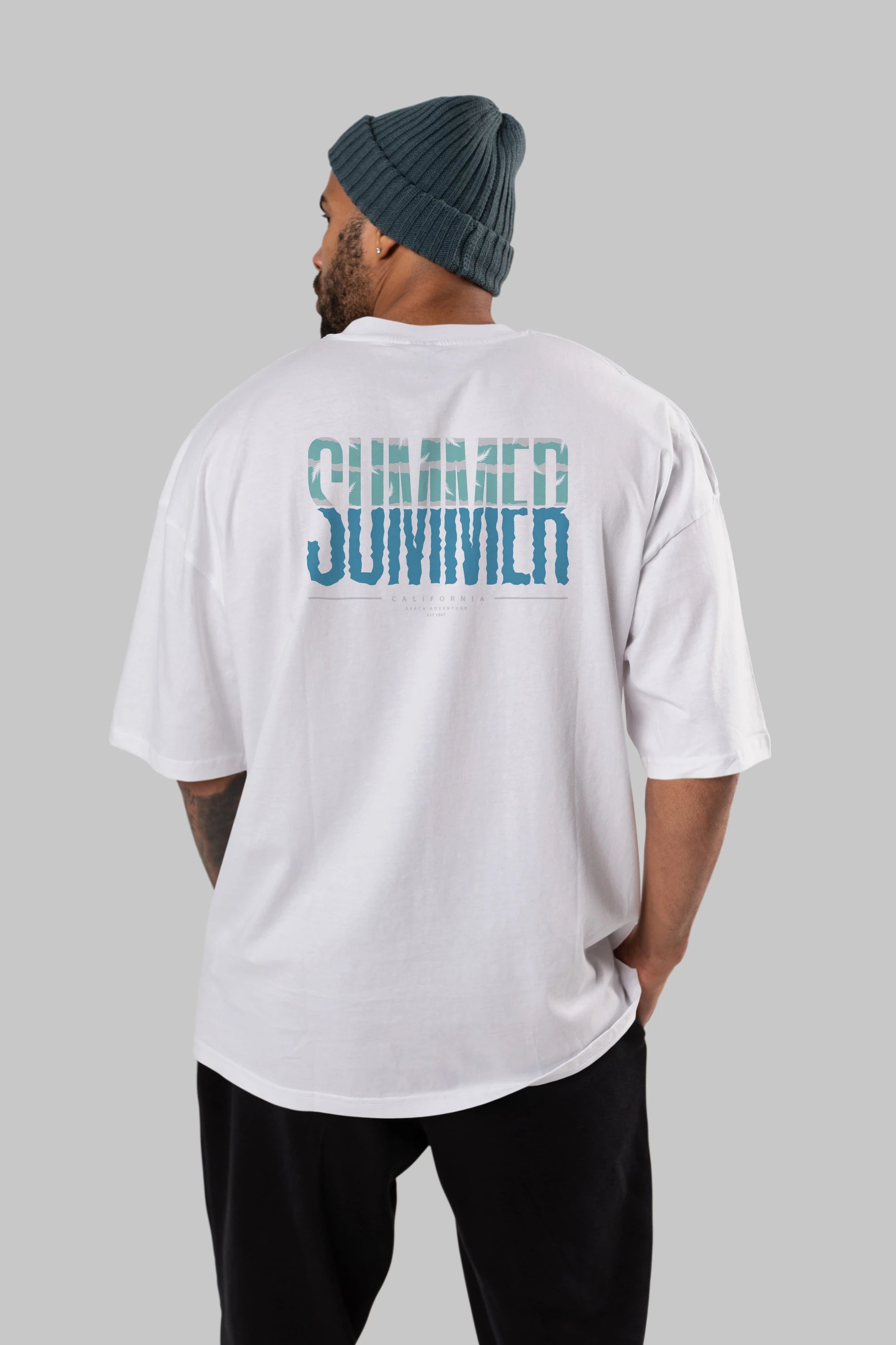 Summer California Arka Baskılı Oversize t-shirt Erkek Kadın Unisex