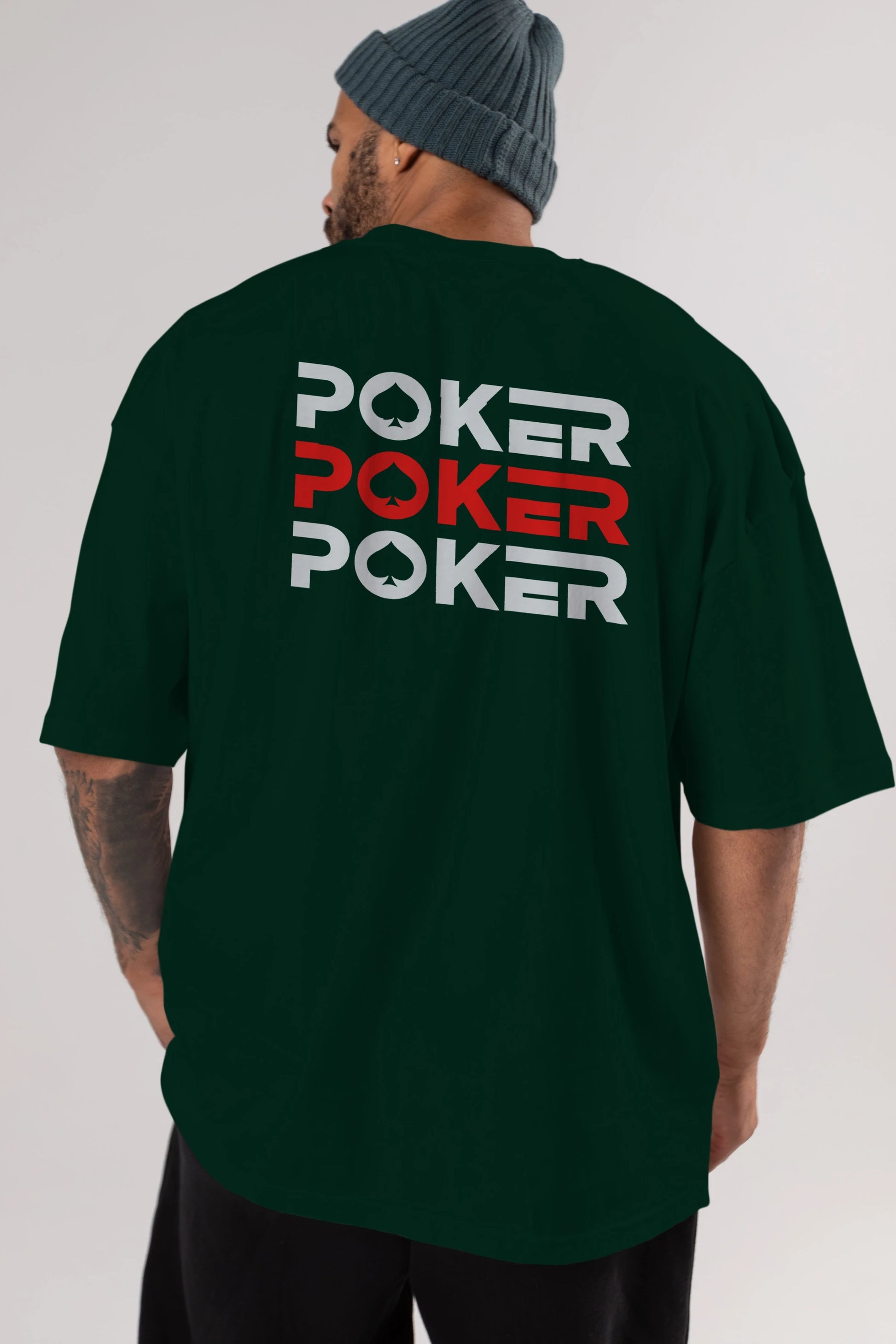 Poker Arka Baskılı Oversize t-shirt Erkek Kadın Unisex