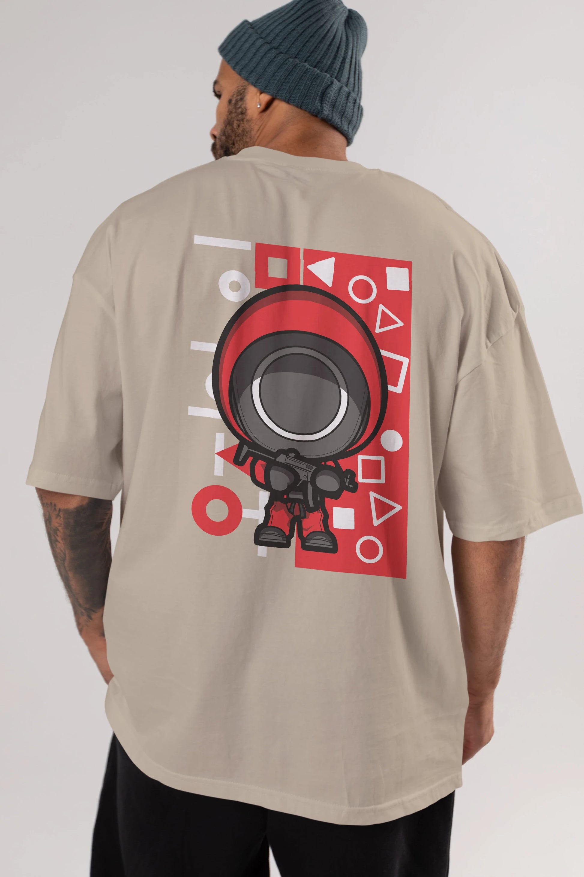 Squid Game (4) Arka Baskılı Oversize t-shirt Erkek Kadın Unisex %100 Pamuk Bisiklet Yaka tişort