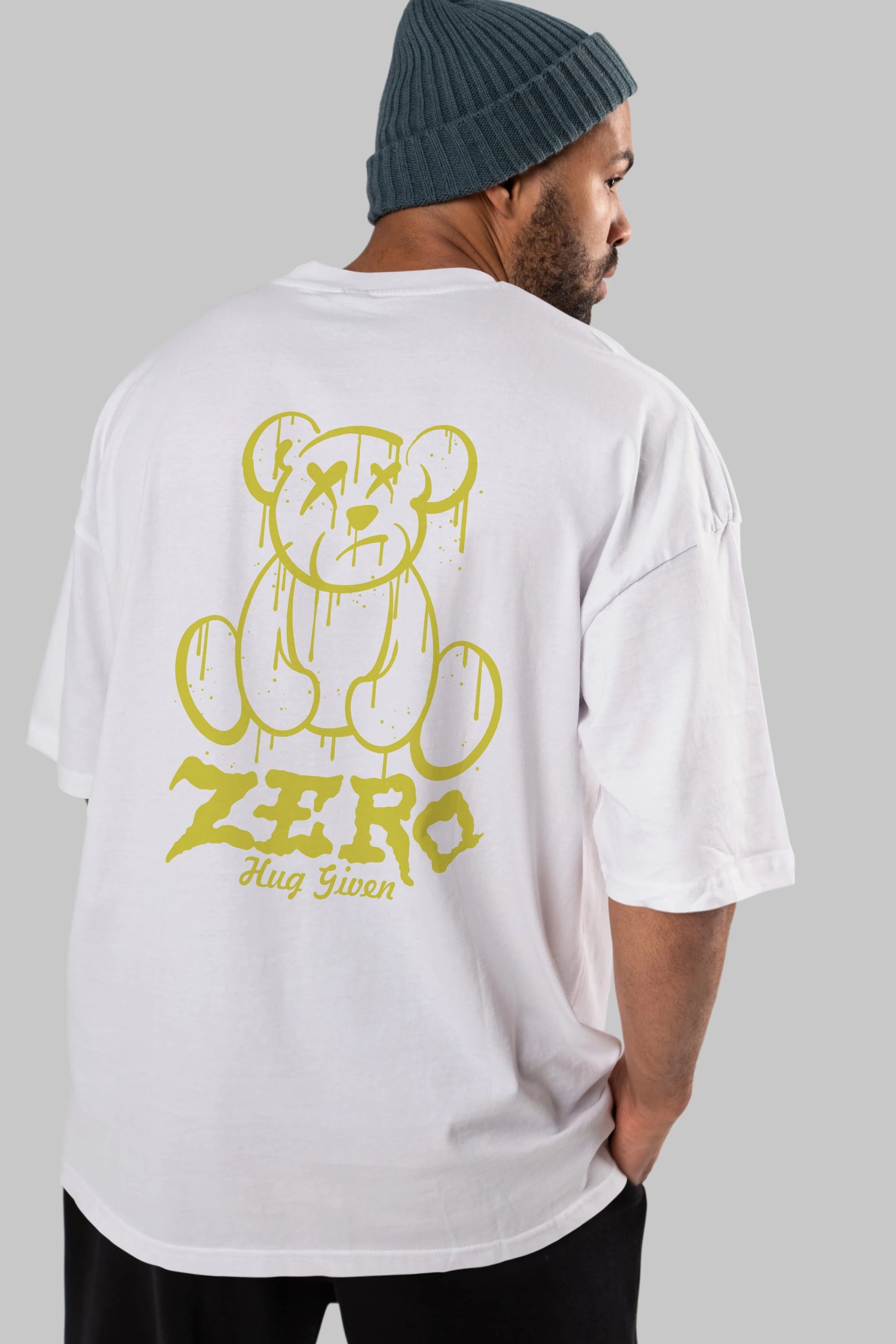 Zero Hug Given Bear Arka Baskılı Oversize t-shirt Erkek Kadın Unisex