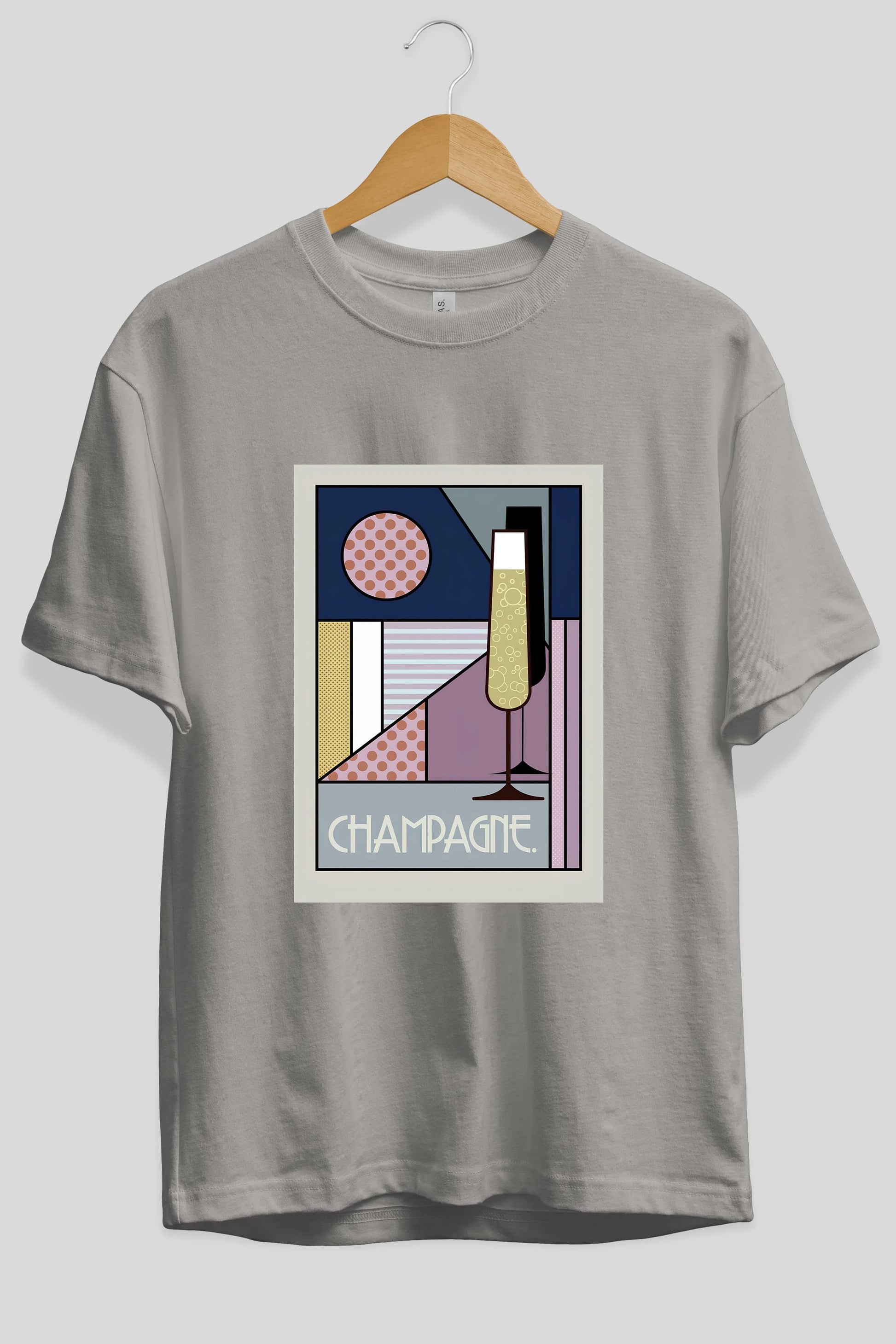 Champagne Ön Baskılı Oversize t-shirt Erkek Kadın Unisex %100 Pamuk Bisiklet Yaka tişort
