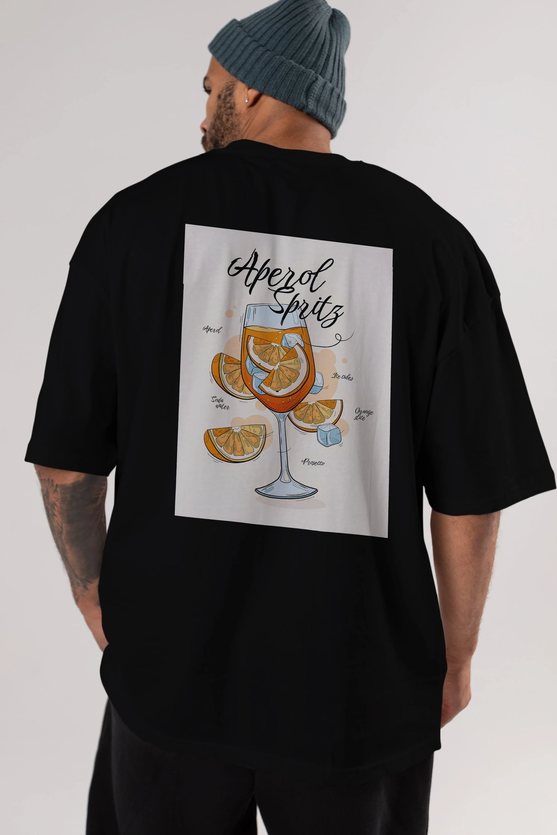 Aperol Spritz 6 Arka Baskılı Oversize t-shirt Erkek Kadın Unisex %100 Pamuk Bisiklet Yaka tişort