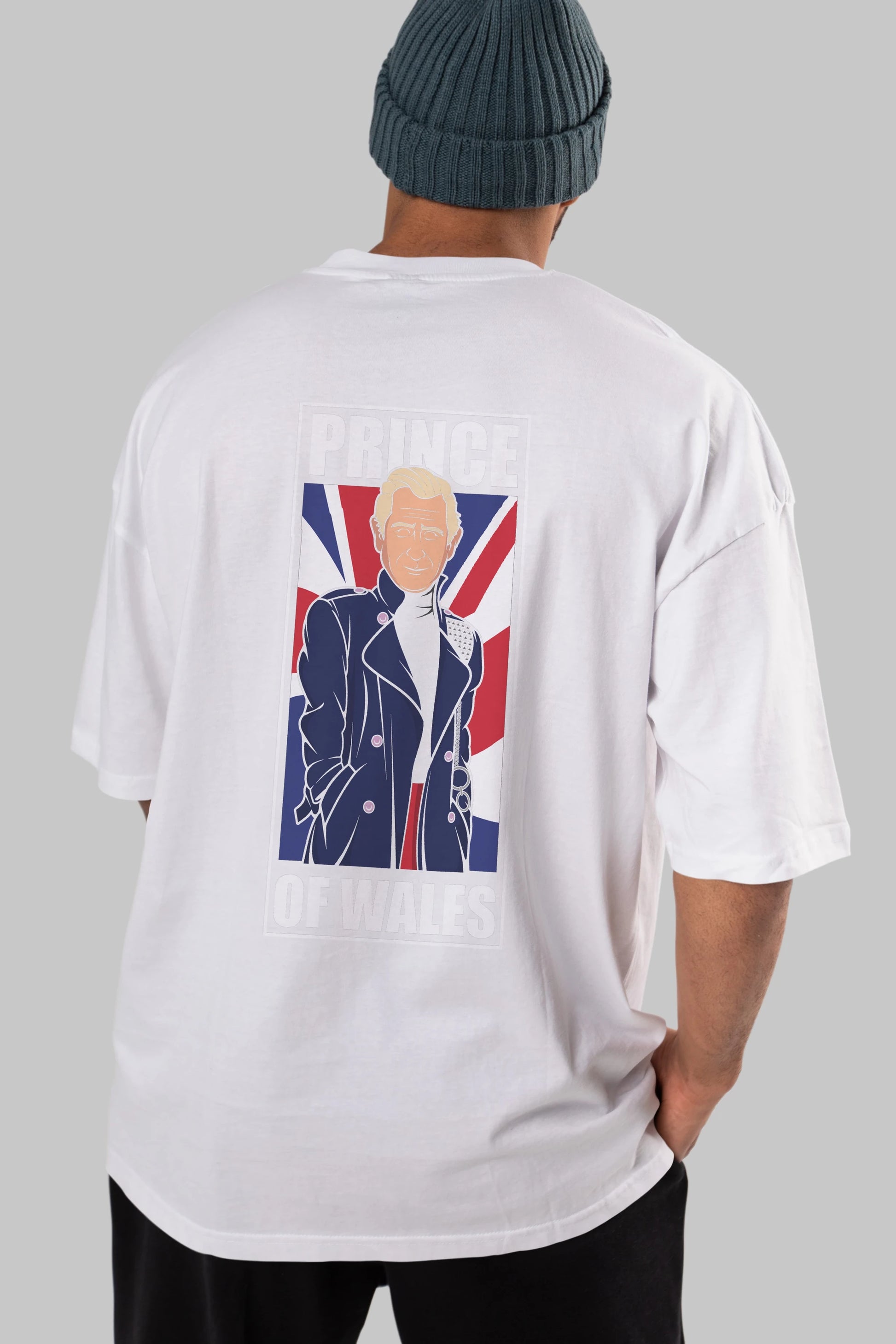 Prince Charles Arka Baskılı Oversize t-shirt Erkek Kadın Unisex %100 Pamuk tişort