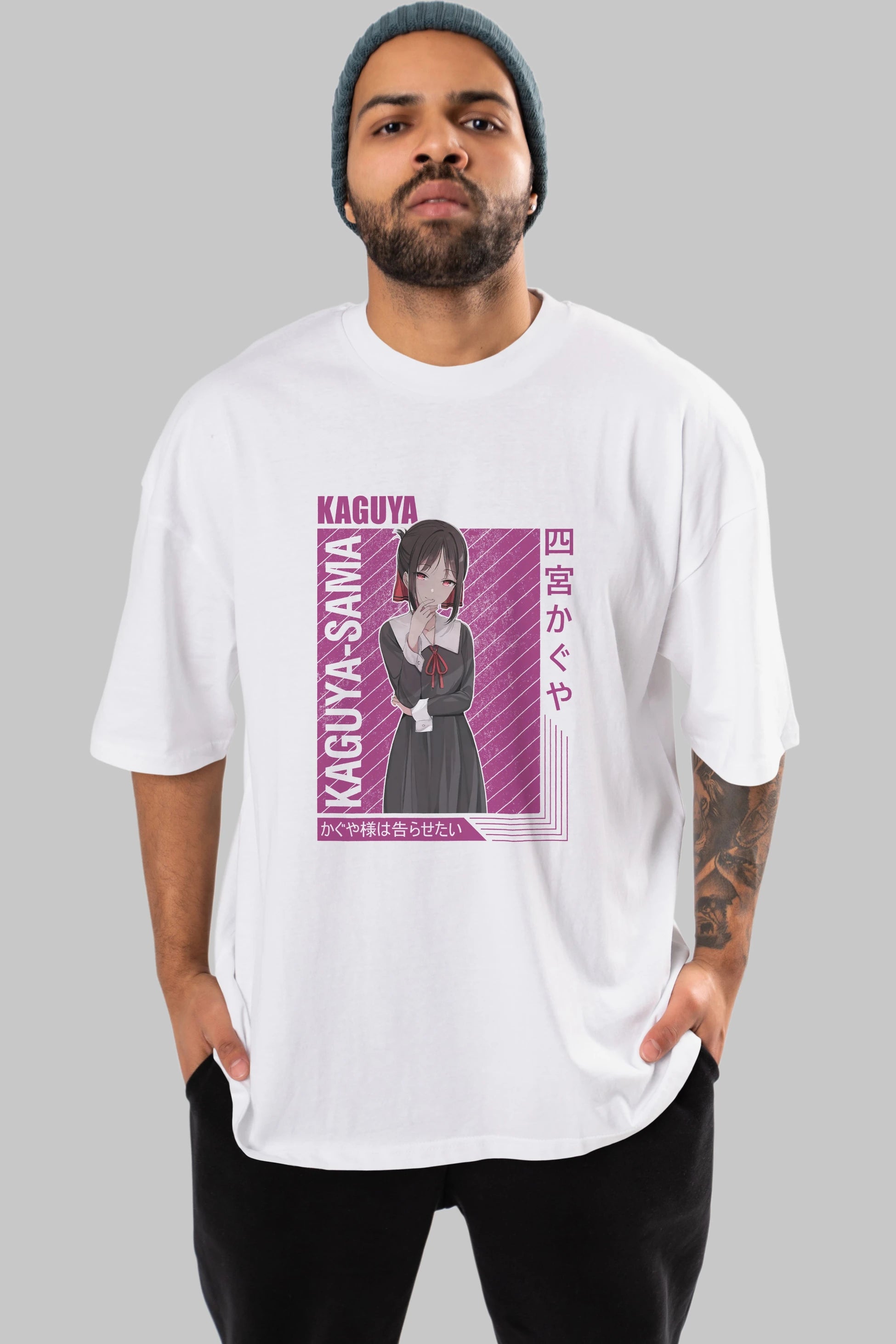 Kaguya Shinomiya 4 1 Anime Ön Baskılı Oversize t-shirt %100 pamuk Erkek Kadın Unisex