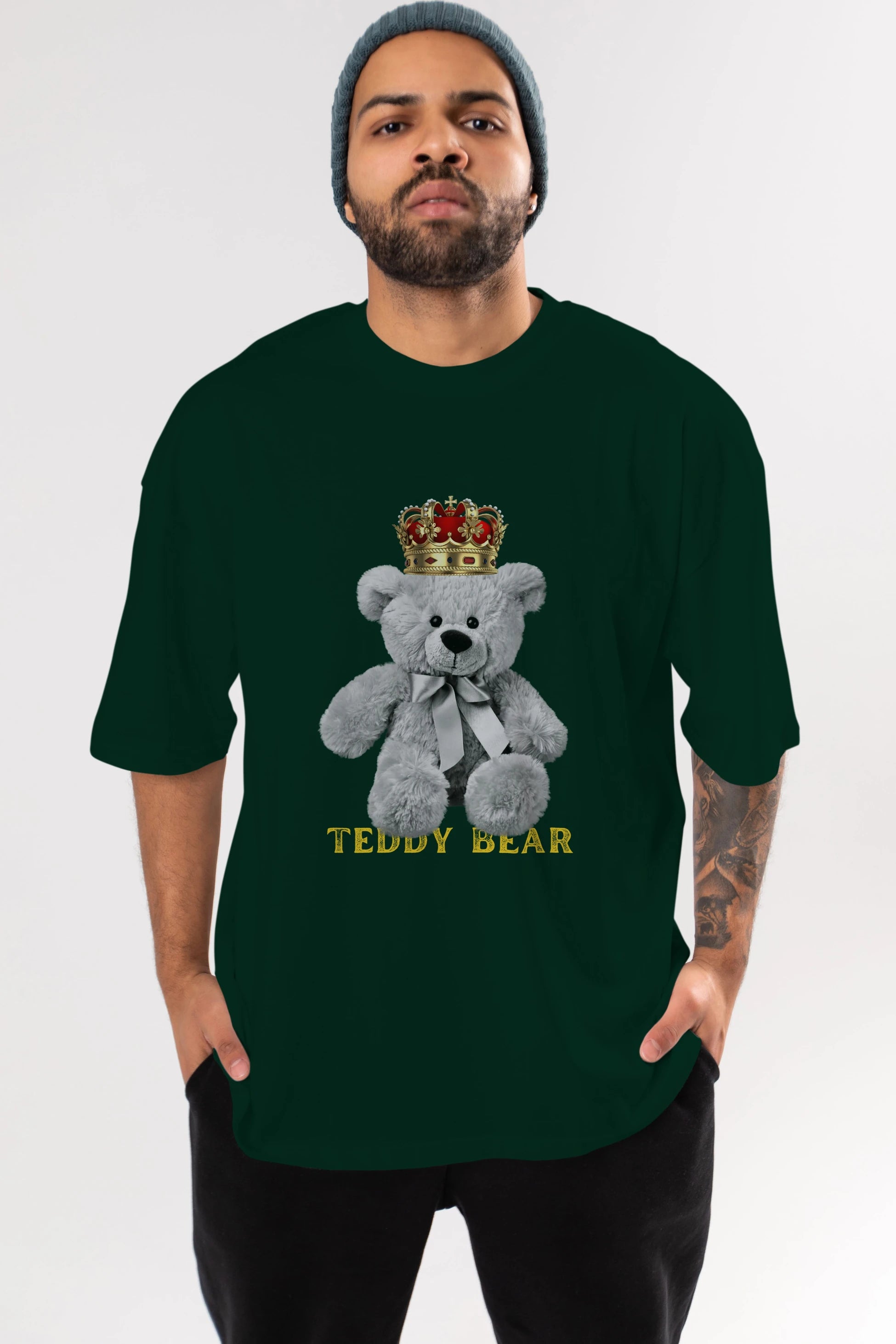 Teddy Bear Ön Baskılı Oversize t-shirt Erkek Kadın Unisex
