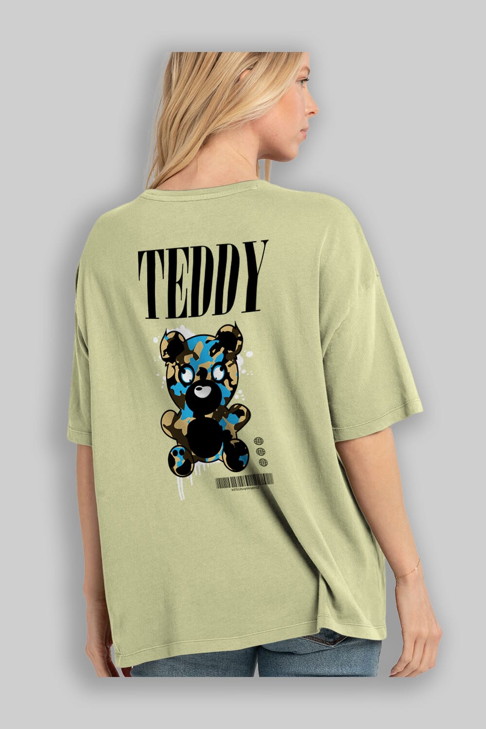 Teddy Bear Streetwear Arka Baskılı Oversize t-shirt Erkek Kadın Unisex