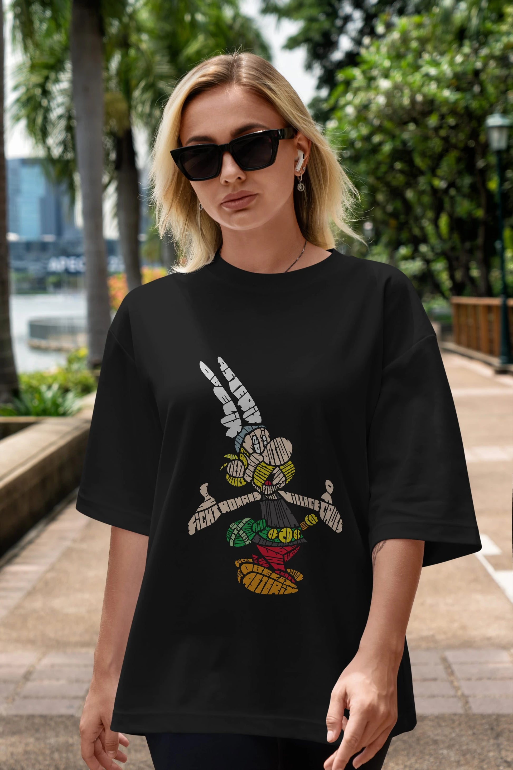 Asterix Ön Baskılı Oversize t-shirt %100 pamuk Erkek Kadın Unisex