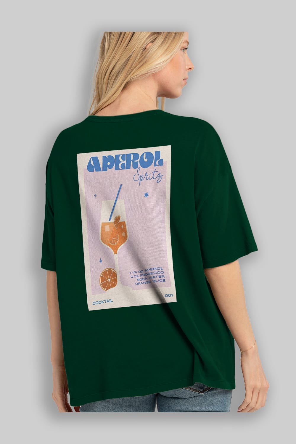 Aperol Spritz Arka Baskılı Oversize t-shirt Erkek Kadın Unisex %100 Pamuk Bisiklet Yaka tişort