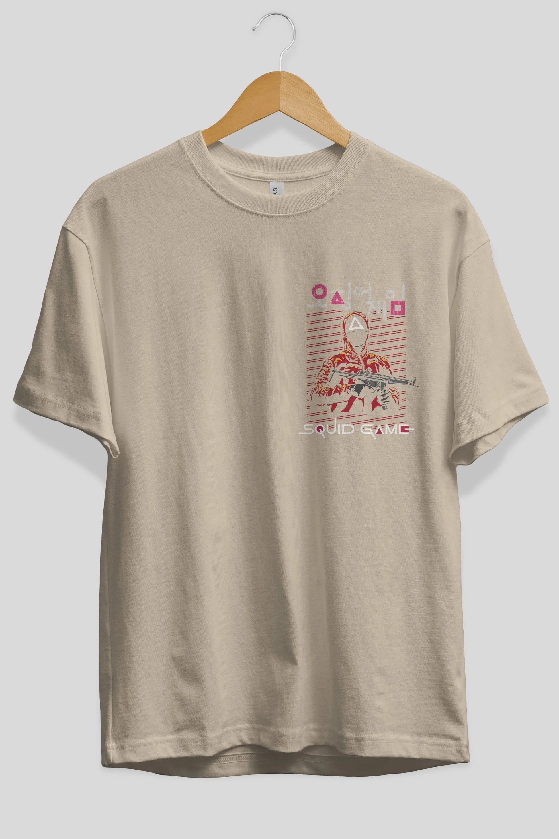 Squid Game (2) Ön Sol Baskılı Oversize t-shirt Erkek Kadın Unisex %100 Pamuk Bisiklet Yaka tişort