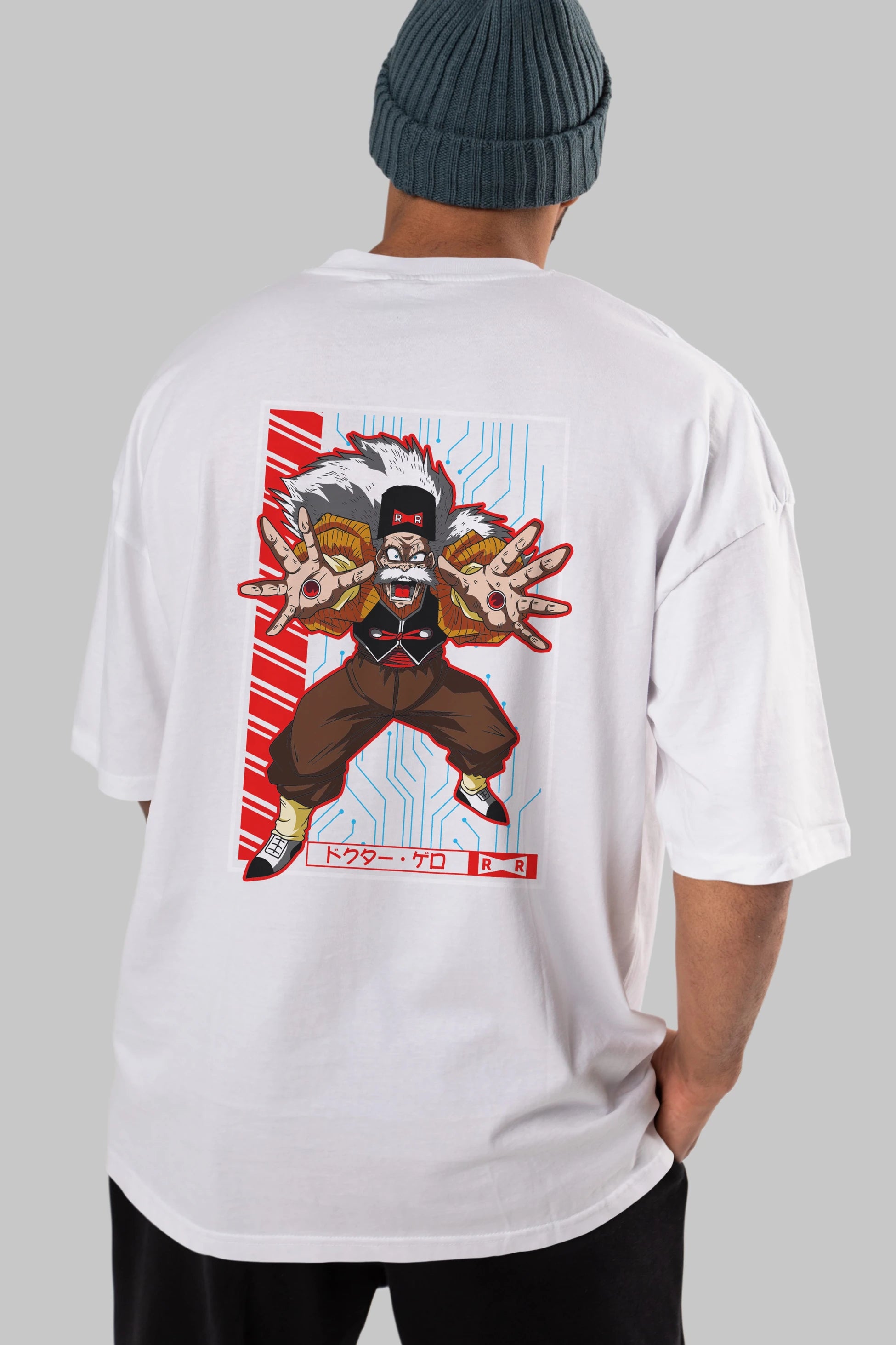 DragonBall DrMakigero Anime Arka Baskılı Oversize t-shirt Erkek Kadın Unisex