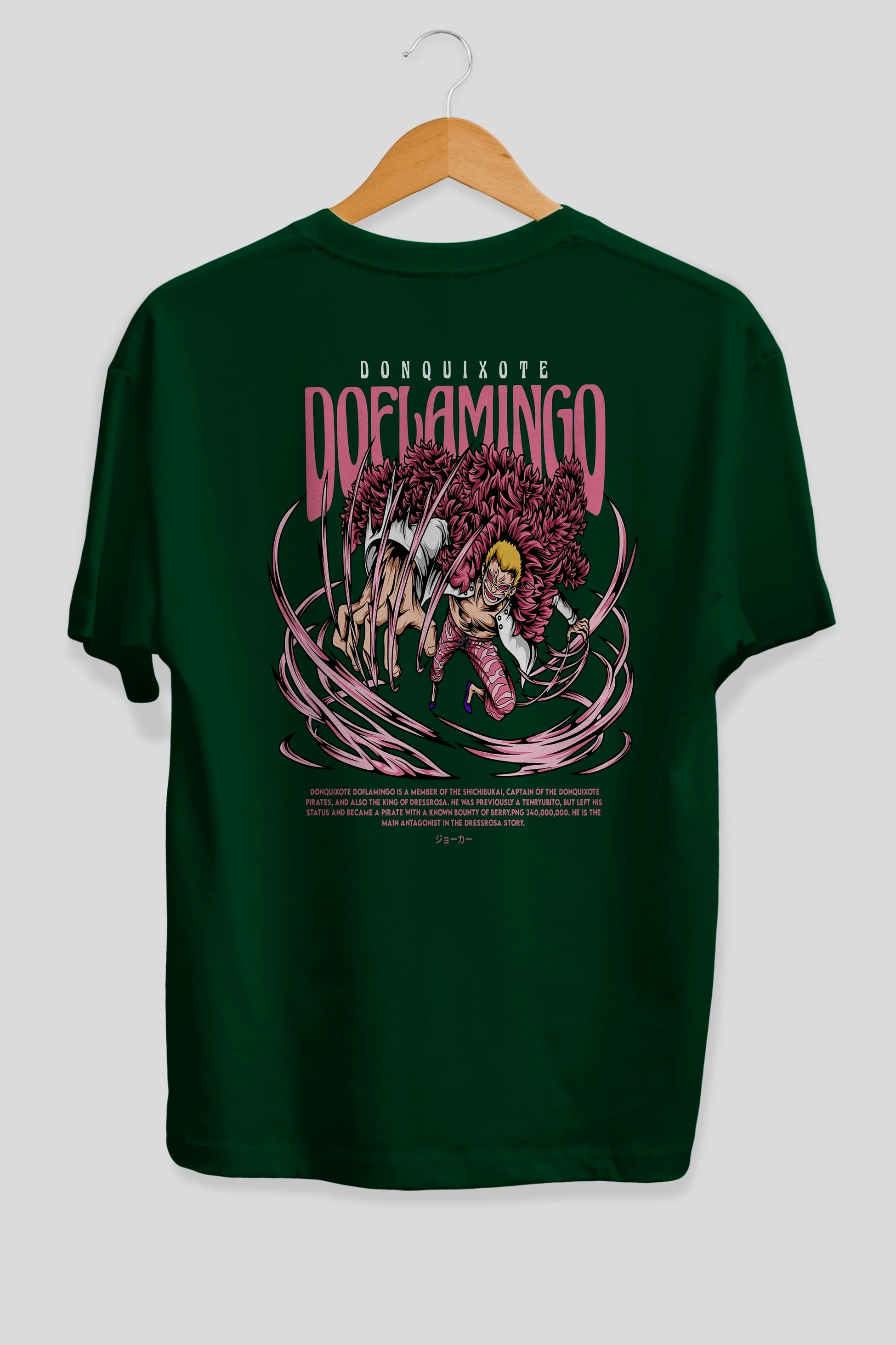Doflamingo Anime Arka Baskılı Oversize t-shirt Erkek Kadın Unisex