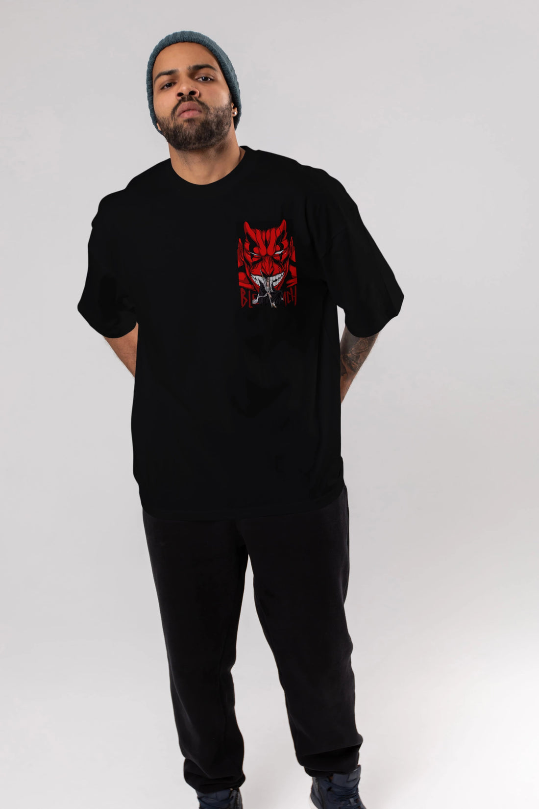 KENPACHI ZARAKI BLEACH Ön Sol Baskılı Oversize t-shirt Erkek Kadın Unisex %100 Pamuk Bisiklet Yaka tişort