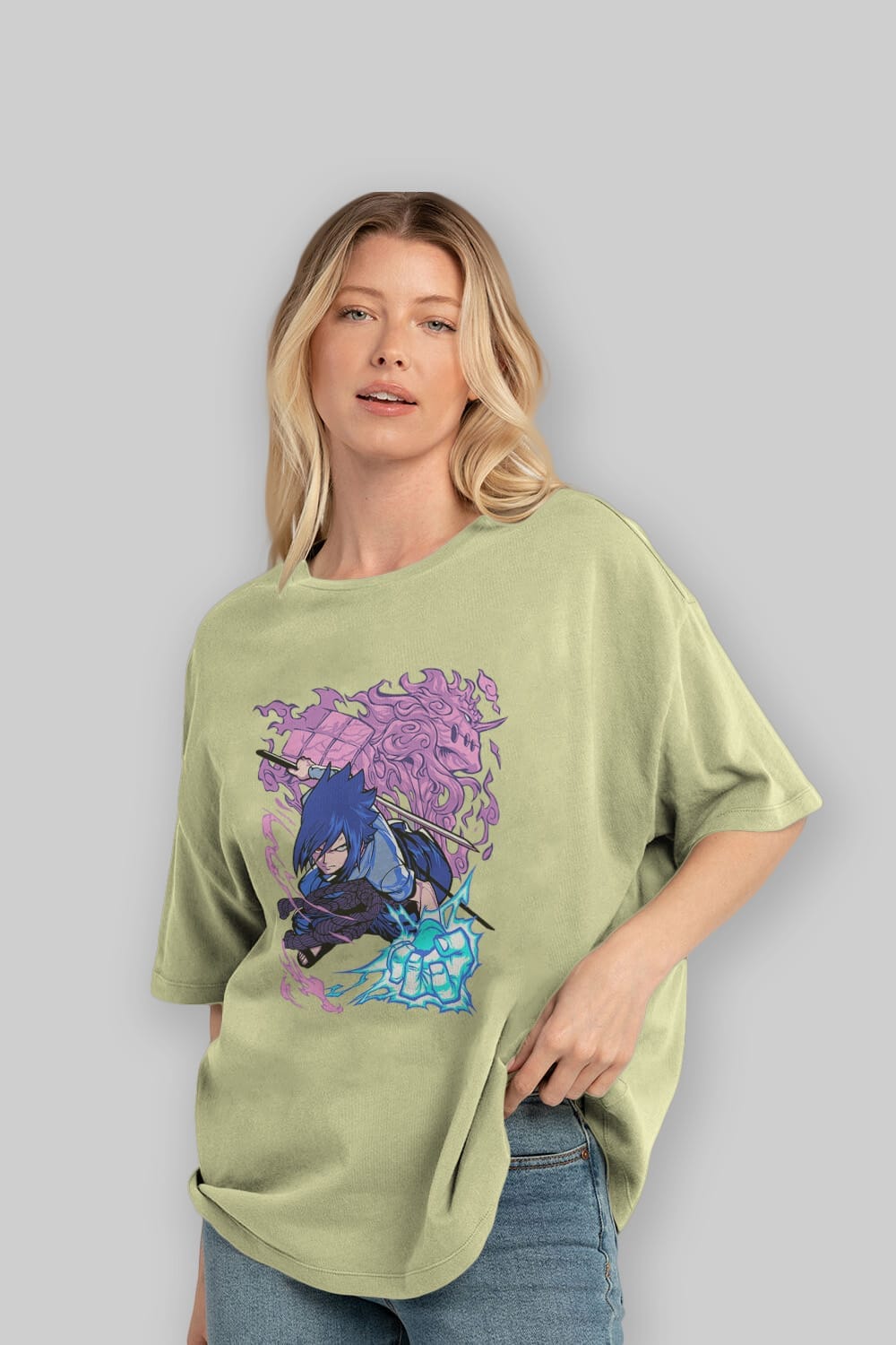 NARUTO SASUKE UCHIHA 2 Anime Ön Baskılı Oversize t-shirt %100 pamuk Erkek Kadın Unisex