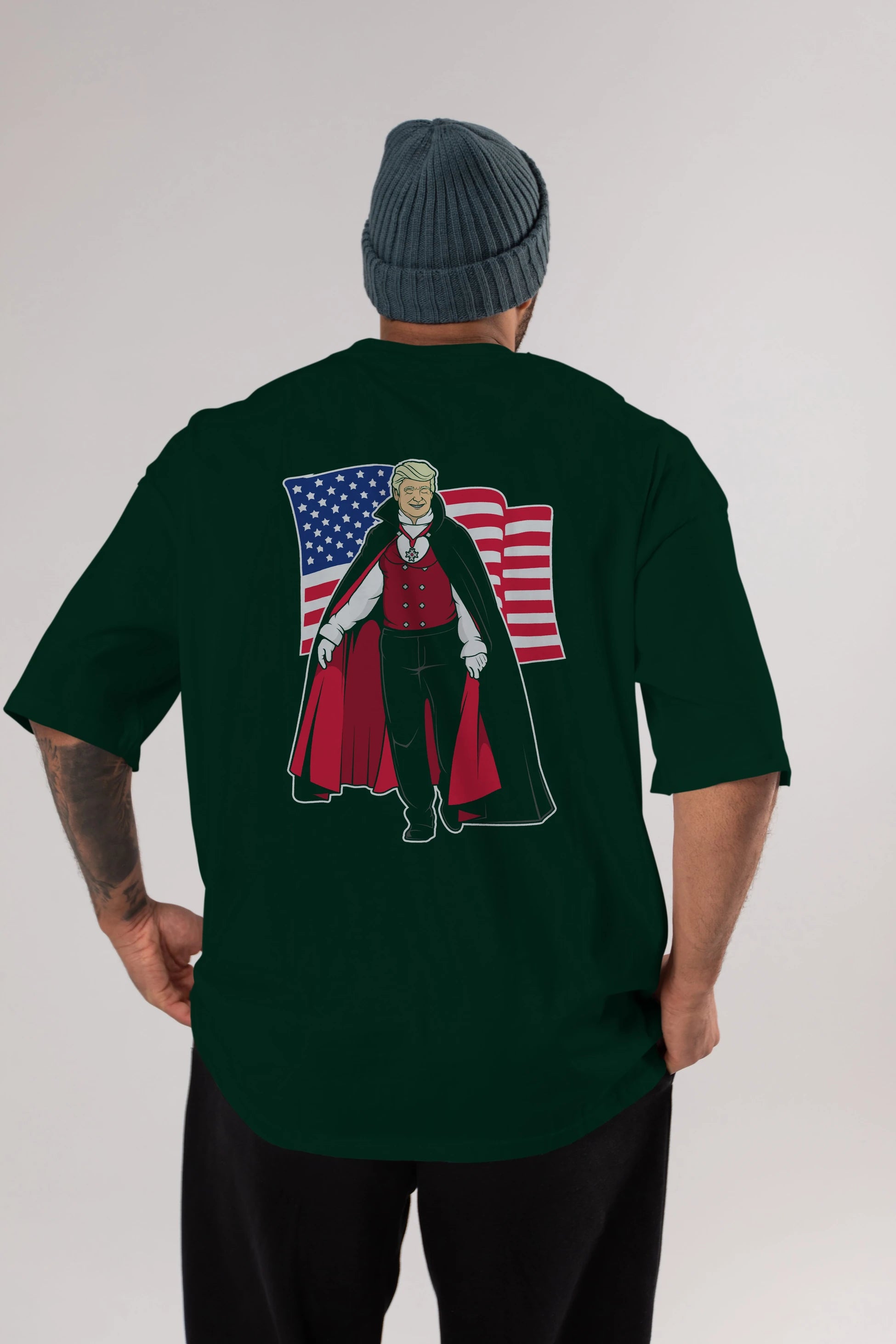 Trump Dracula Arka Baskılı Oversize t-shirt Erkek Kadın Unisex %100 Pamuk tişort