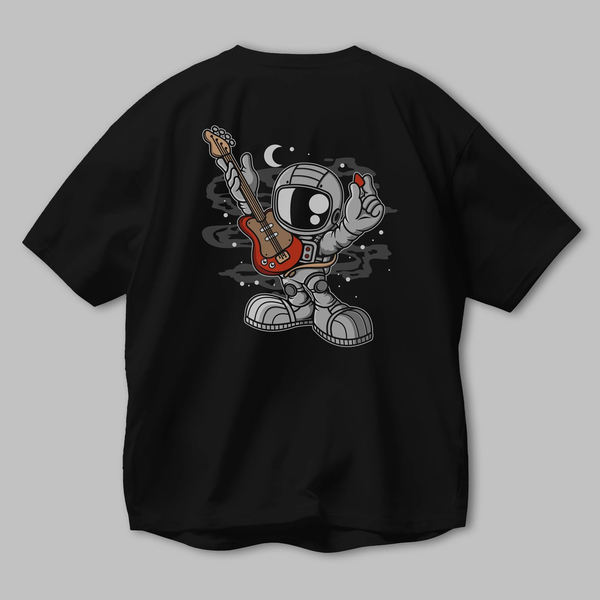 Astronaut Guitar Arka Baskılı Oversize t-shirt Erkek Kadın Unisex