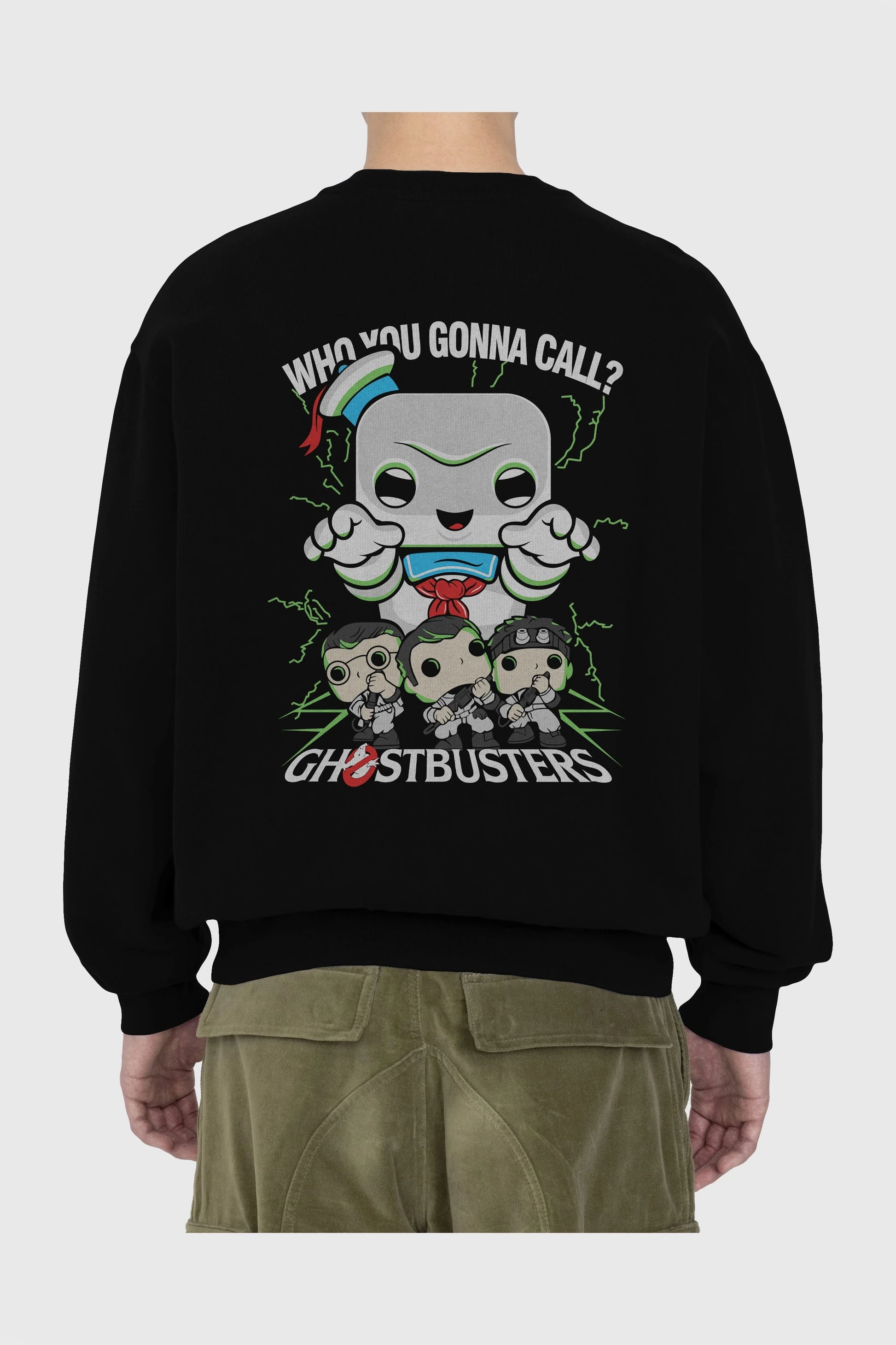 Ghostbusters Arka Baskılı Oversize Sweatshirt Erkek Kadın Unisex