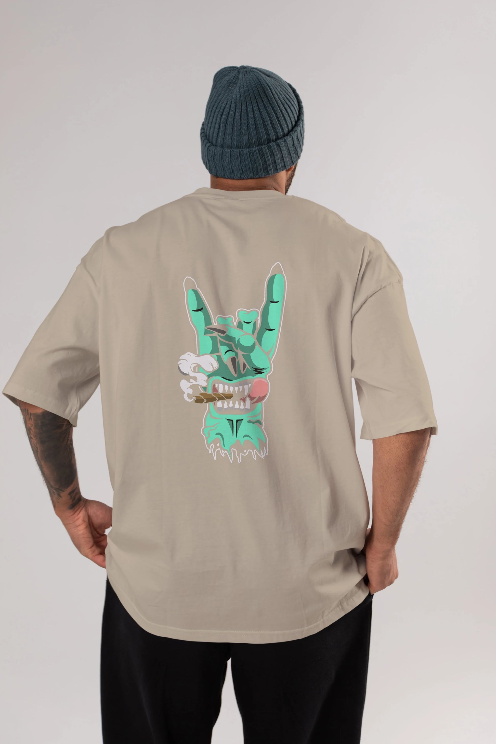 Metal Sign Arka Baskılı Oversize t-shirt Erkek Kadın Unisex %100 Pamuk tişort