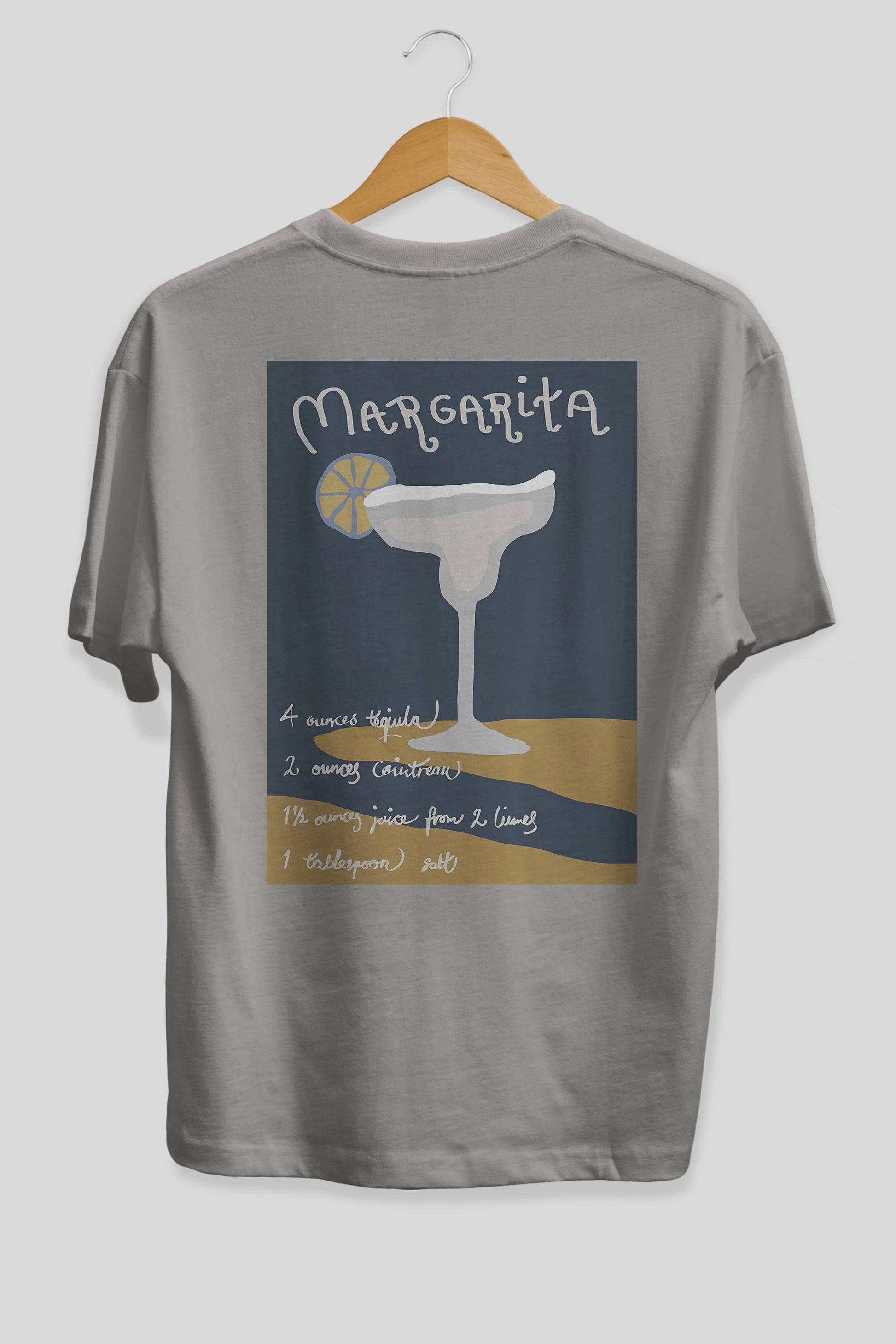 Margarita 2 Arka Baskılı Oversize t-shirt Erkek Kadın Unisex %100 Pamuk Bisiklet Yaka tişort