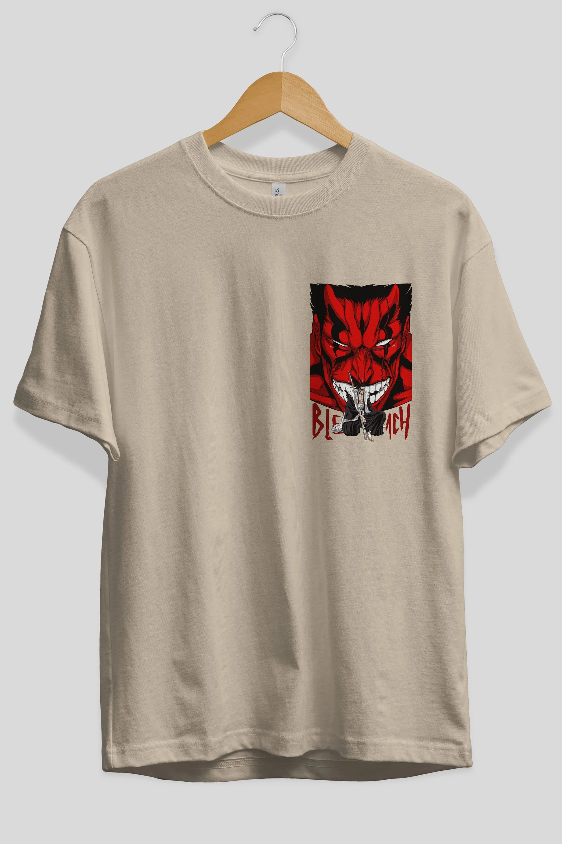 KENPACHI ZARAKI BLEACH Ön Sol Baskılı Oversize t-shirt Erkek Kadın Unisex %100 Pamuk Bisiklet Yaka tişort