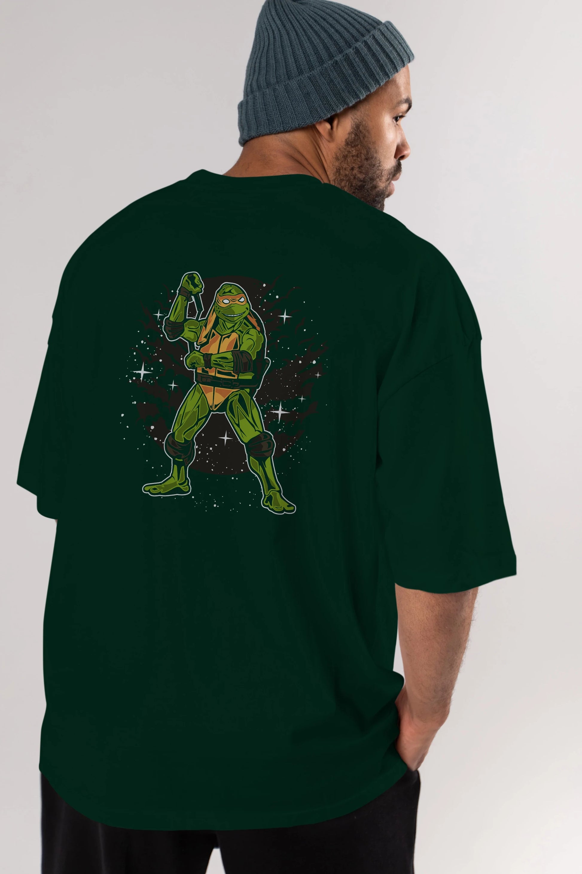 TURTLES Arka Baskılı Oversize t-shirt Erkek Kadın Unisex %100 Pamuk