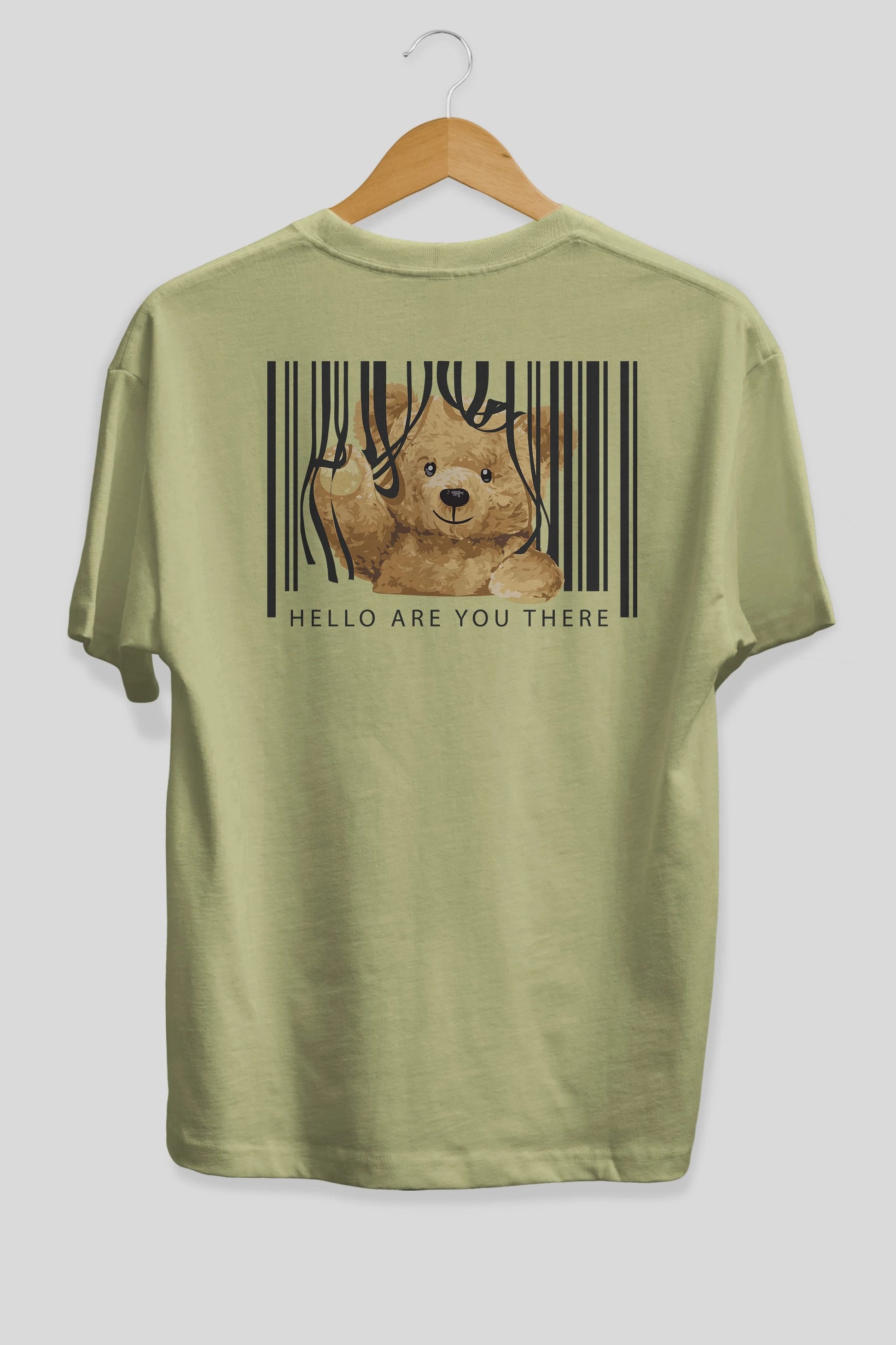 Teddy Bear Hello Arka Baskılı Oversize t-shirt Erkek Kadın Unisex %100 Pamuk