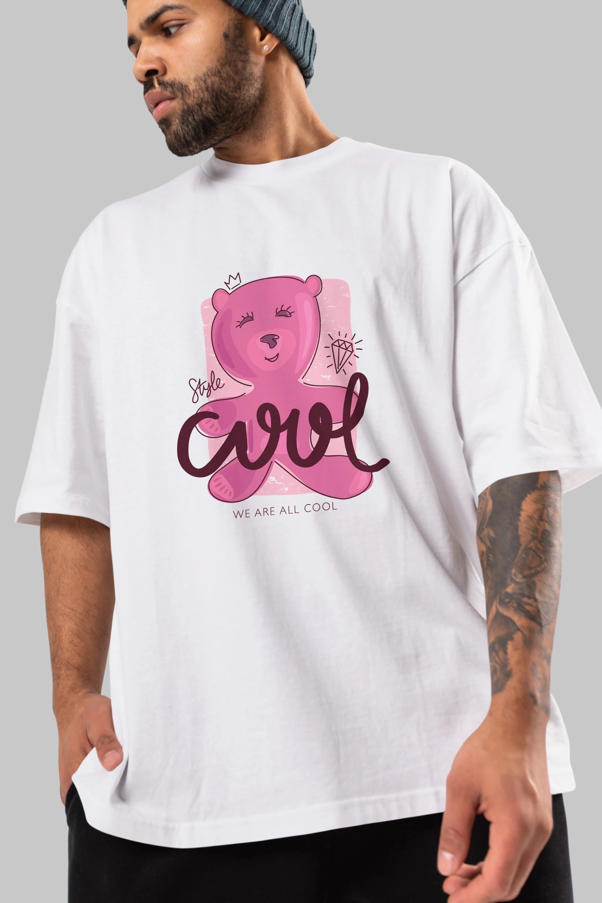 Cool Style Bear Ön Baskılı Oversize t-shirt Erkek Kadın Unisex