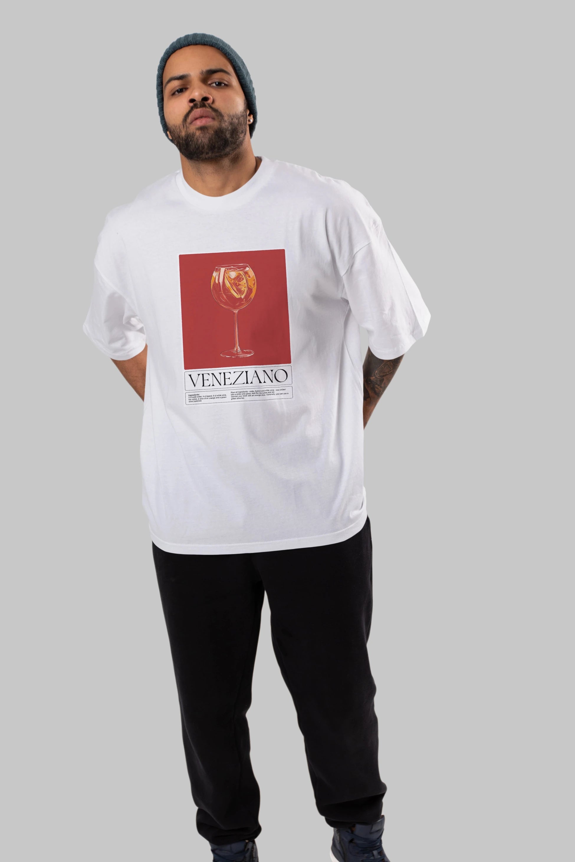 Veneziano Ön Baskılı Oversize t-shirt Erkek Kadın Unisex %100 Pamuk Bisiklet Yaka tişort