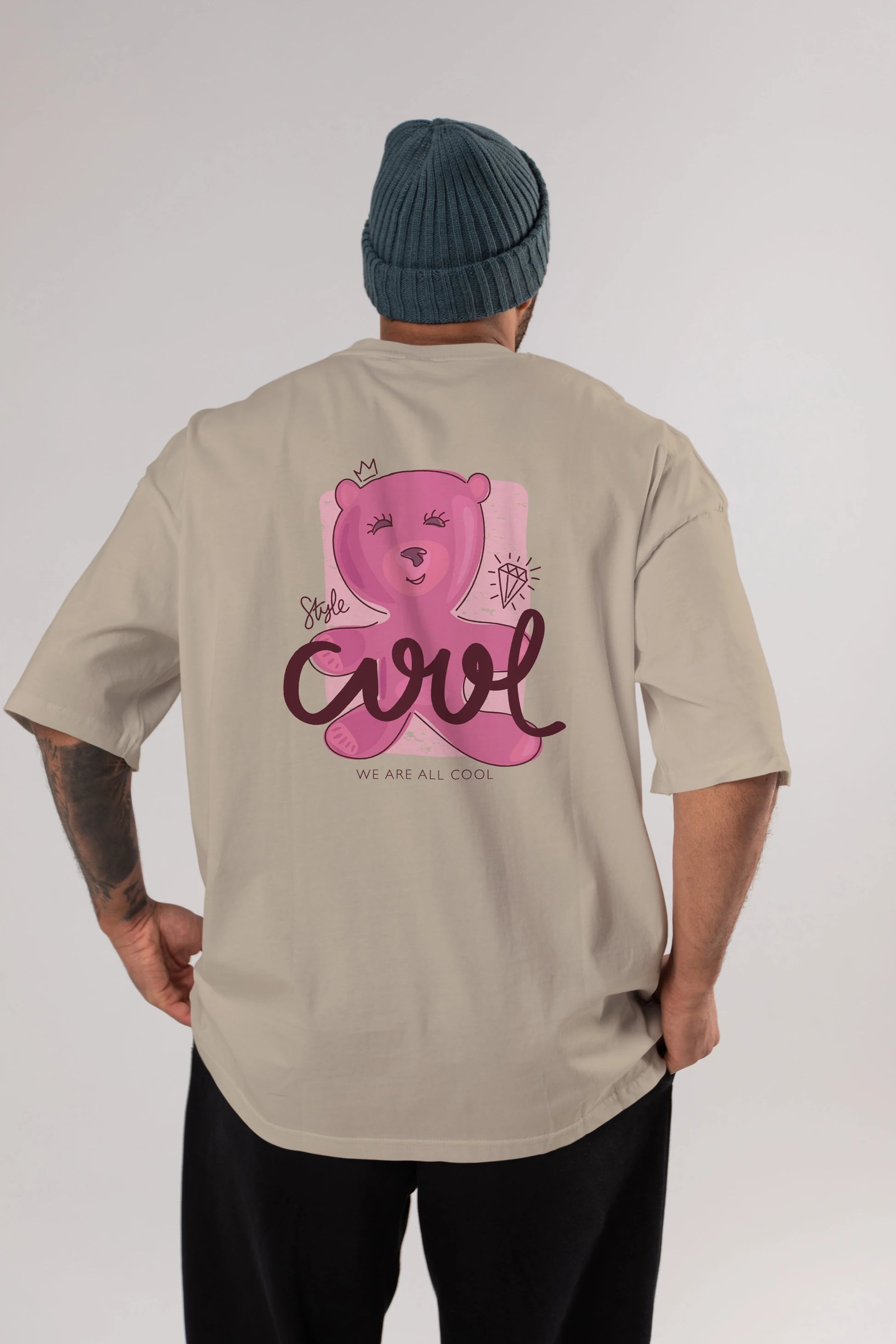 Cool Style Bear Arka Baskılı Oversize t-shirt Erkek Kadın Unisex