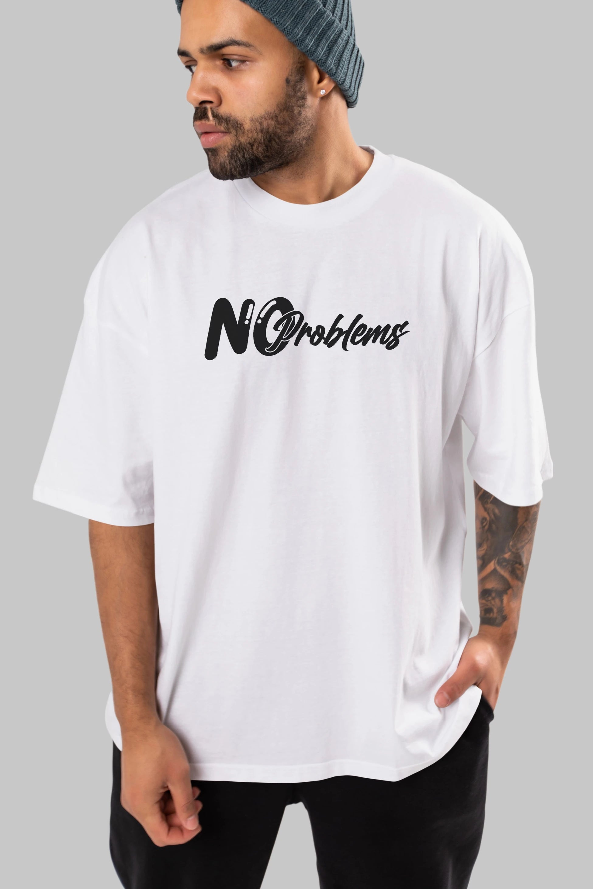 No Problems Ön Baskılı Oversize t-shirt %100 pamuk Erkek Kadın Unisex