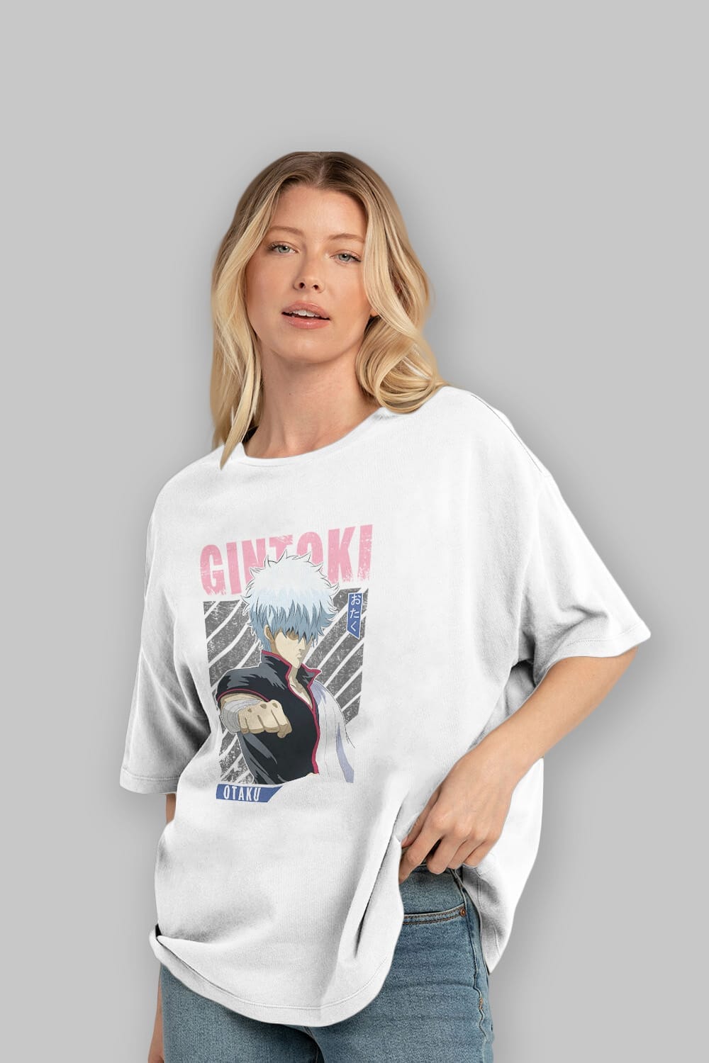 Gintoki Sakata GINTAMA 2 Anime Ön Baskılı Oversize t-shirt %100 pamuk Erkek Kadın Unisex