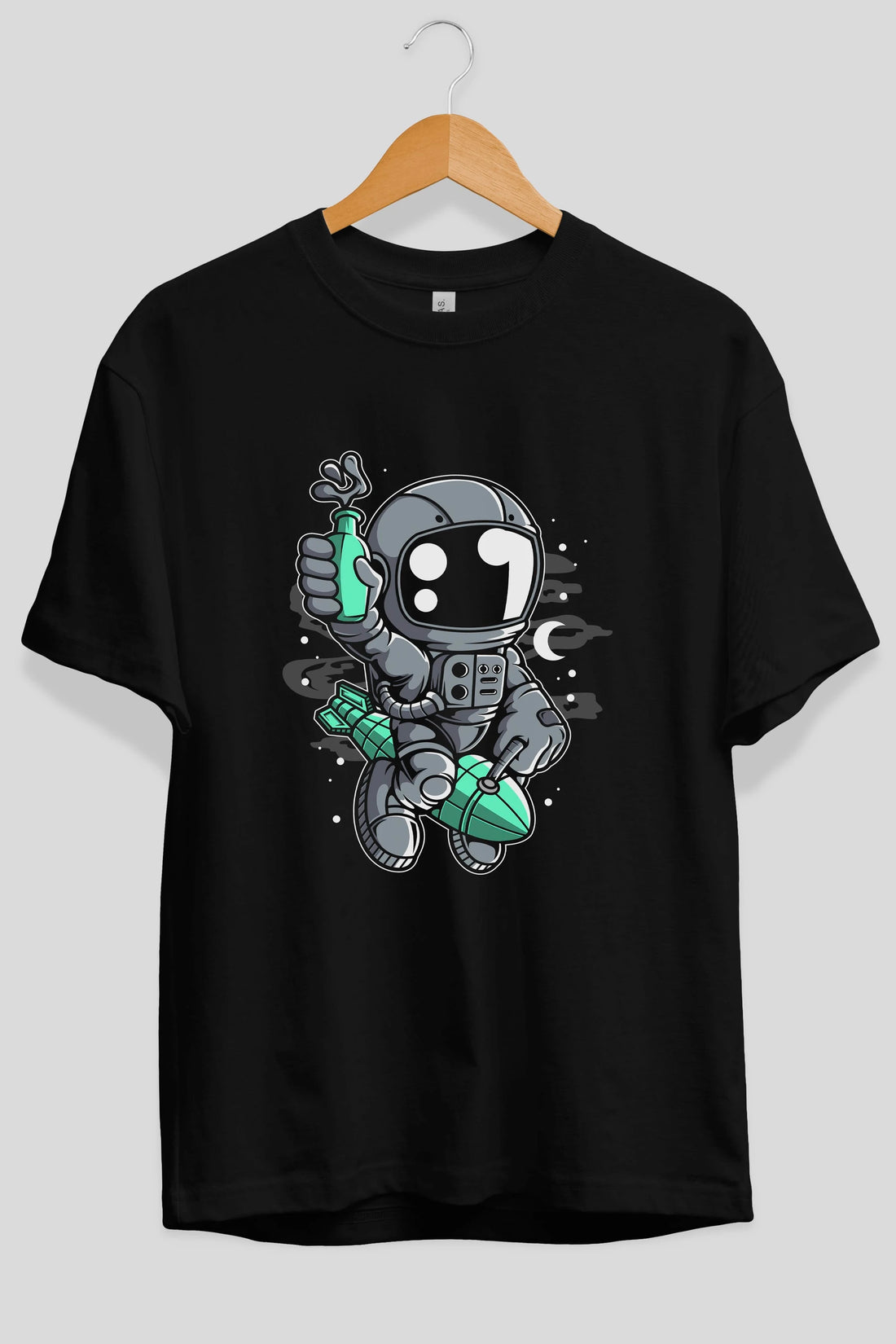 Astronaut Rocket Ön Baskılı Oversize t-shirt Erkek Kadın Unisex